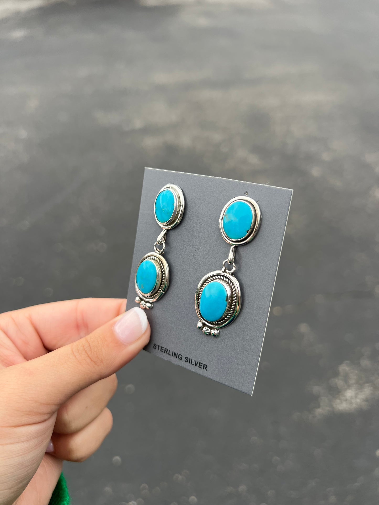 The Taylor Two Stone Sonoran Gold Authentic Turquoise Statement Earrings