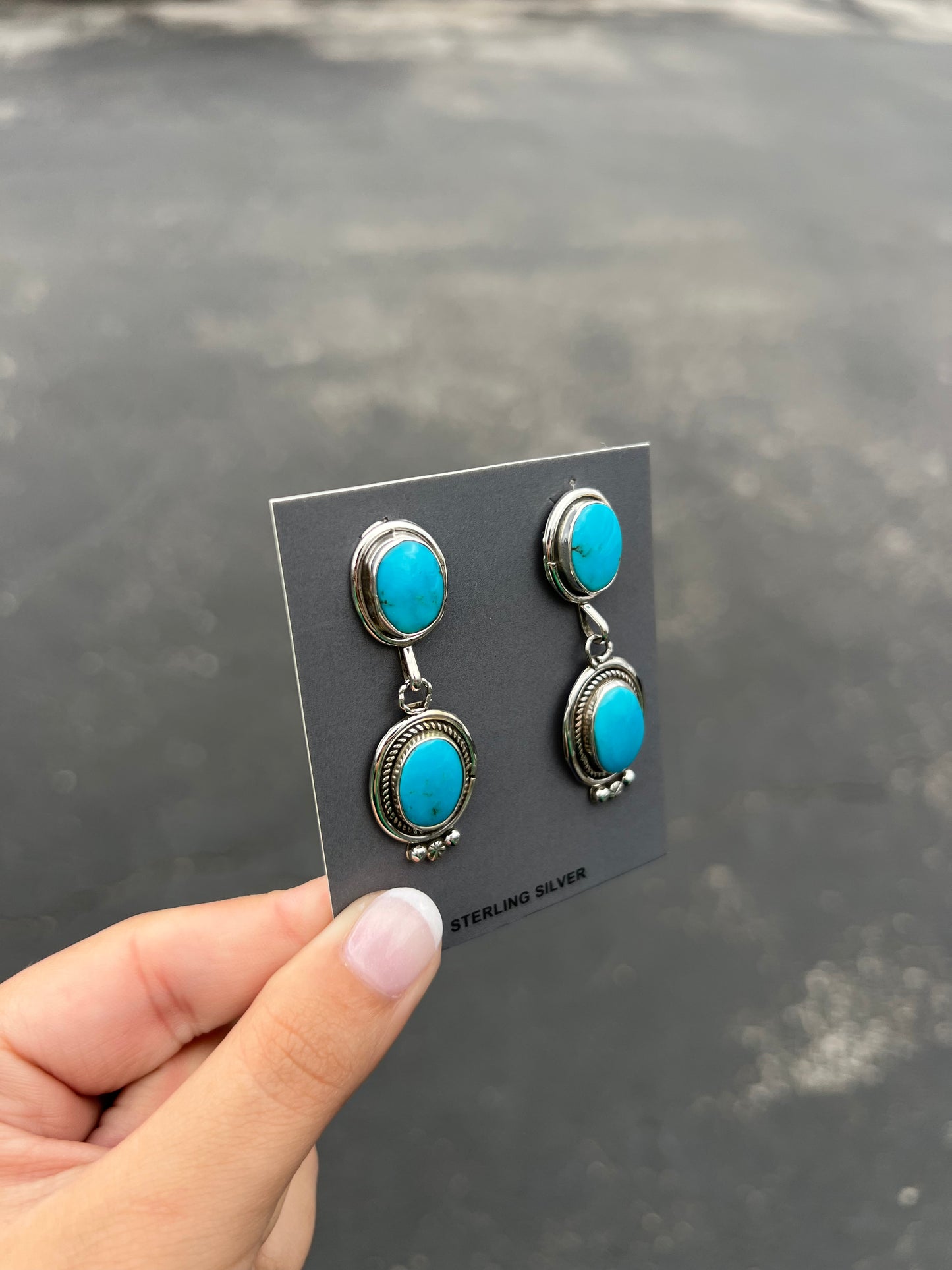 The Taylor Two Stone Sonoran Gold Authentic Turquoise Statement Earrings
