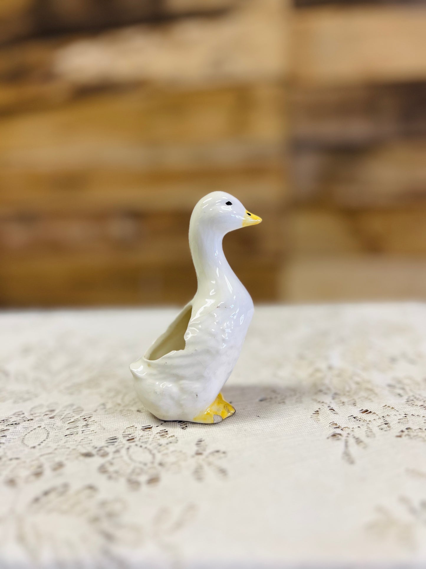 Vintage Mini Goose Ceramic Planter