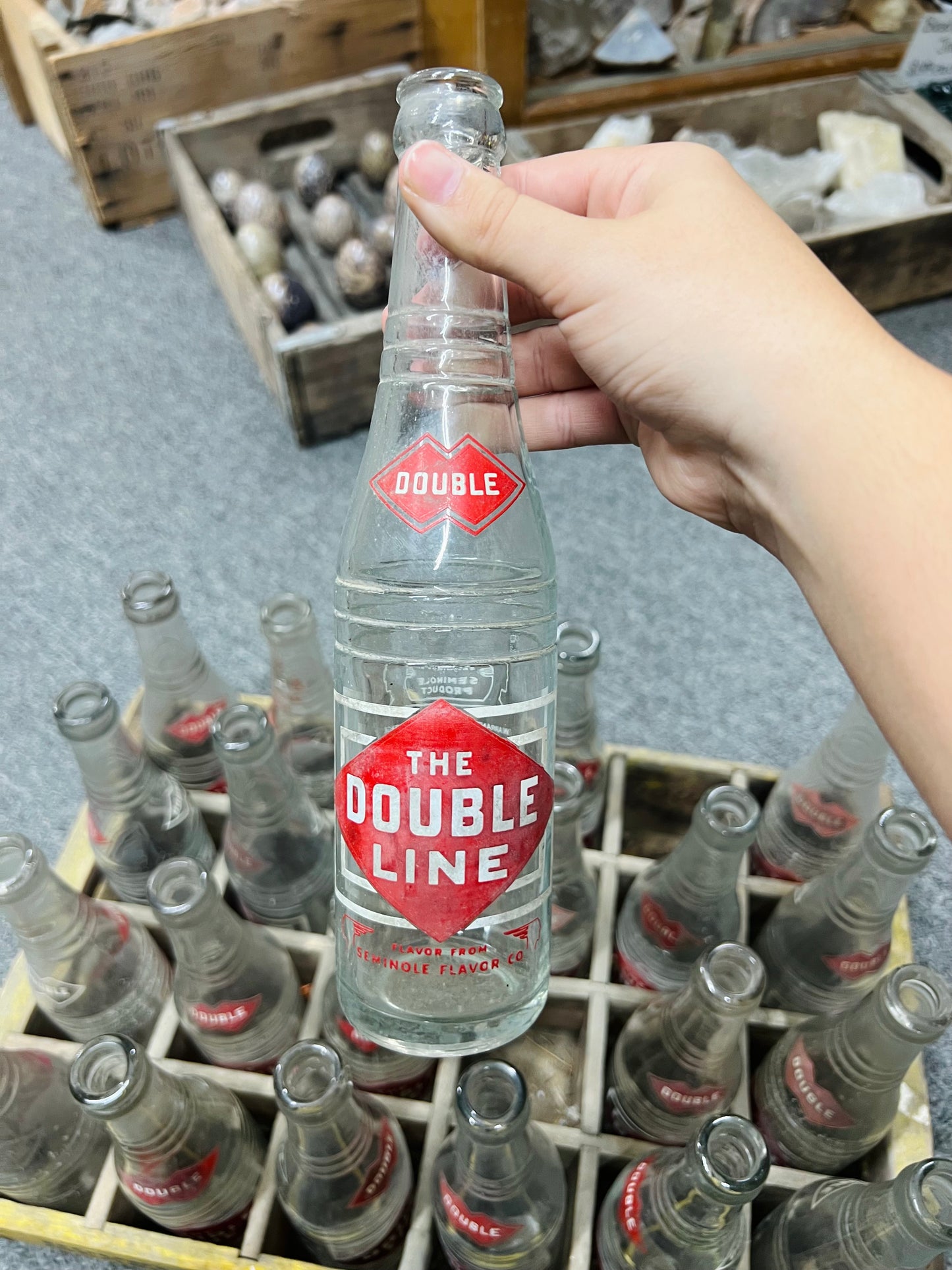 Vintage Double Measure Double Pleasure Double Cola Yellow Crate with 23 Bottles 1960's The Double Line Greensburg Ky and Hopkinsville KY