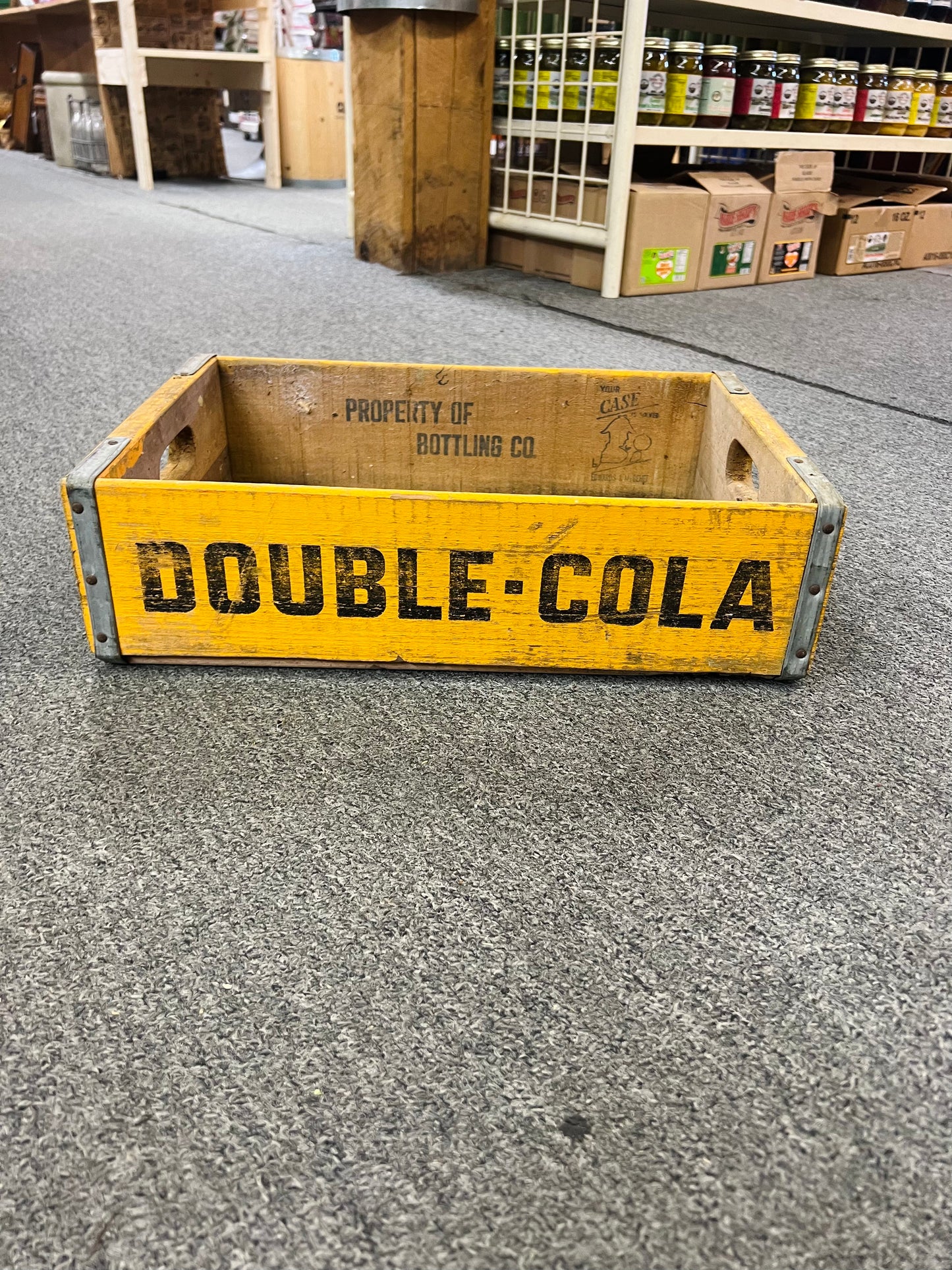 Vintage Yellow Double Cola Wood Crate