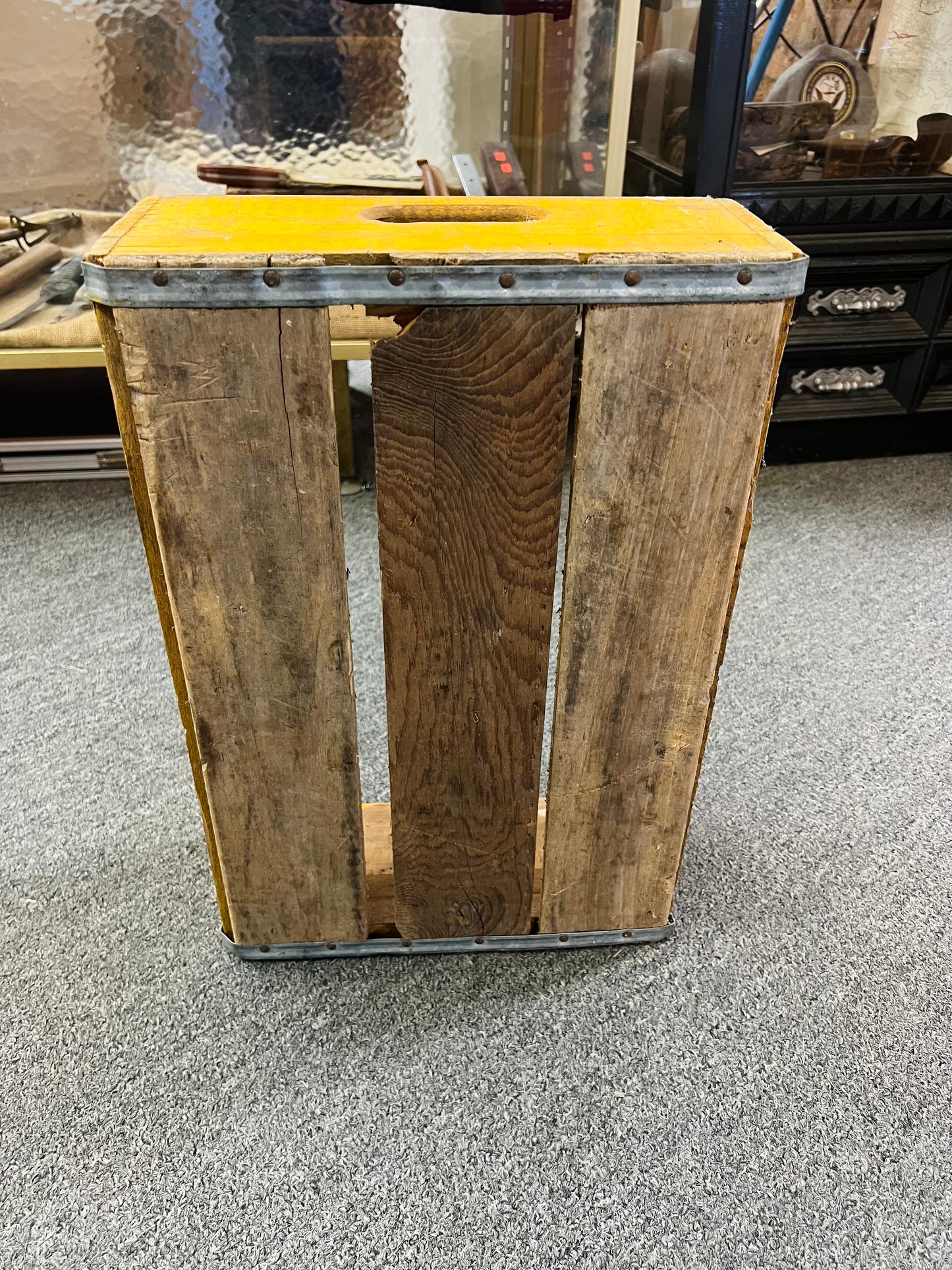 Vintage Yellow Double Cola Wood Crate