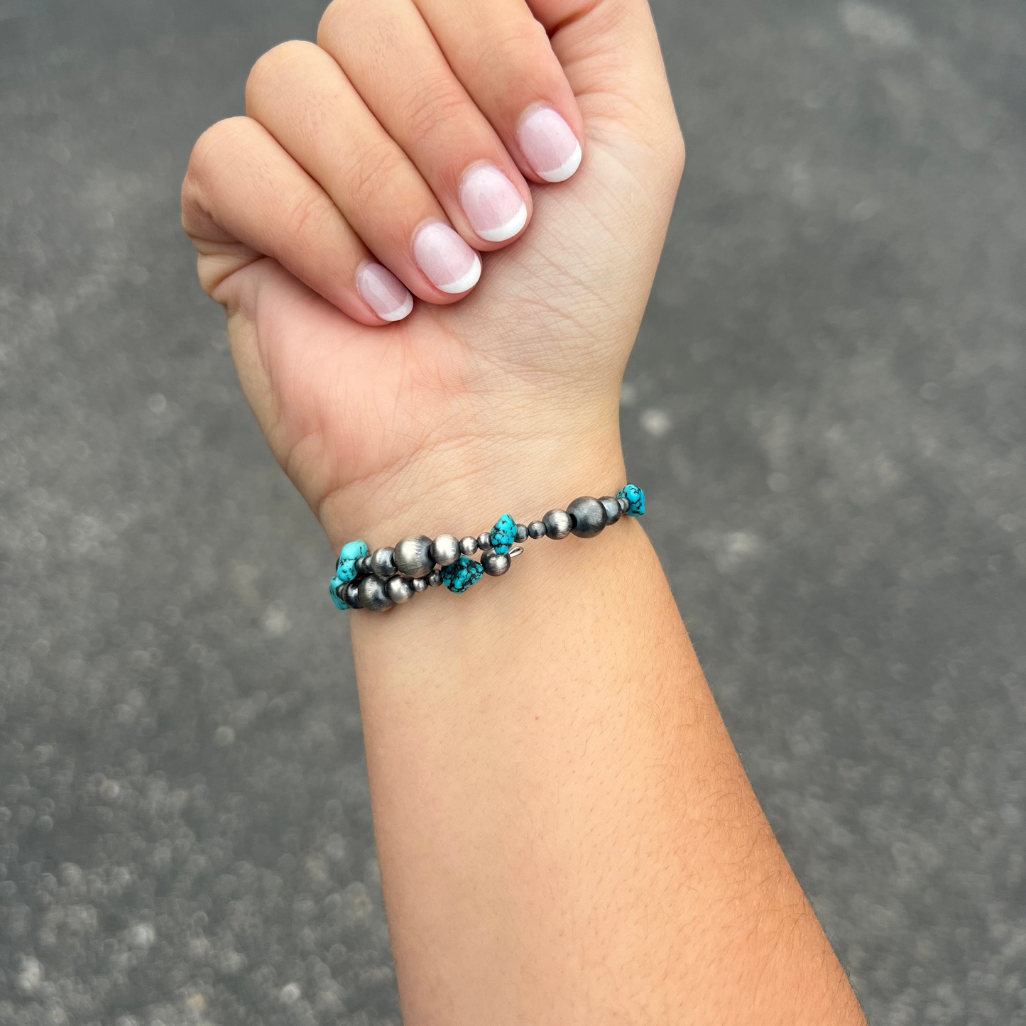 Genuine Turquoise Navajo Pearl Wrap Bracelet
