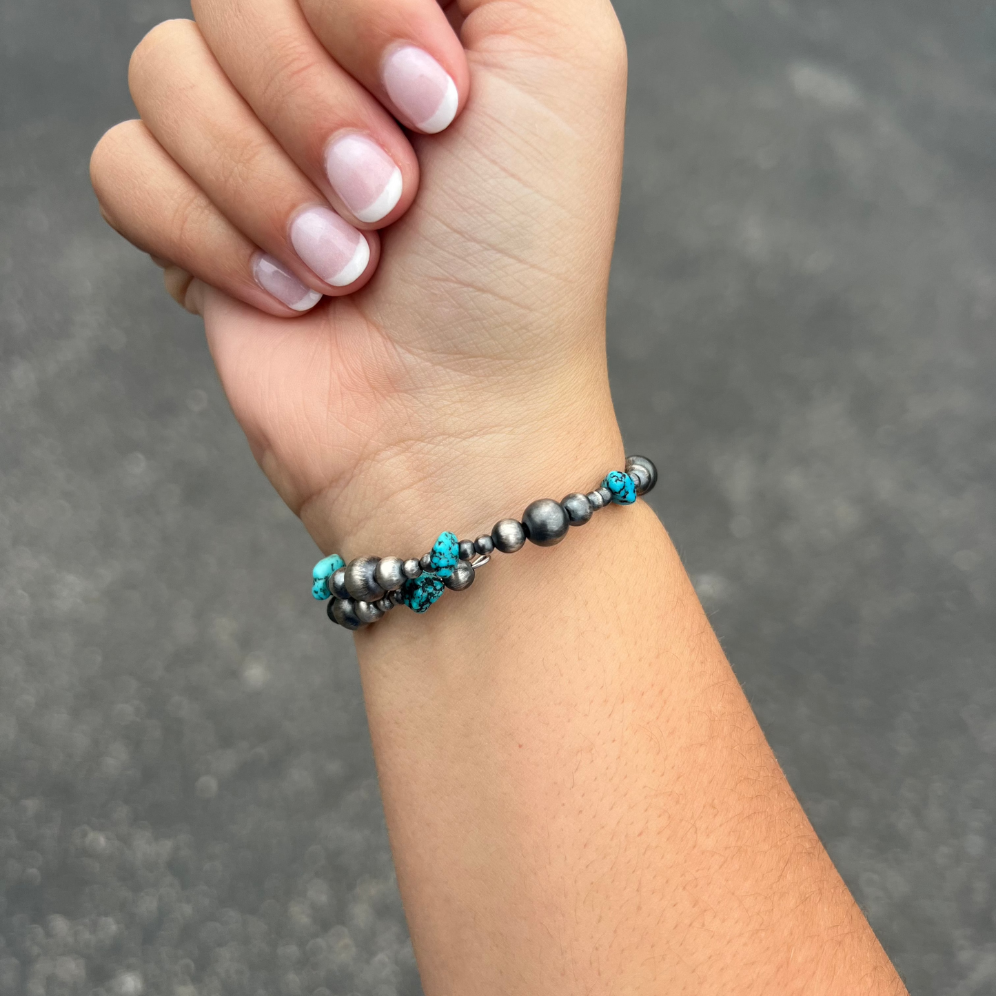 Genuine Turquoise Navajo Pearl Wrap Bracelet