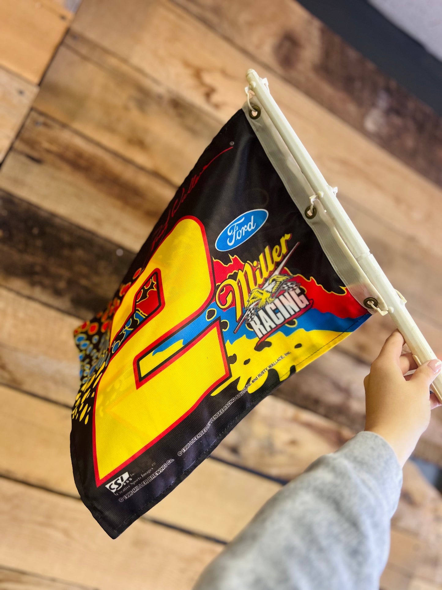 Vintage 1996 Nascar Ford Rusty Wallace #2 Miller Racing Flag