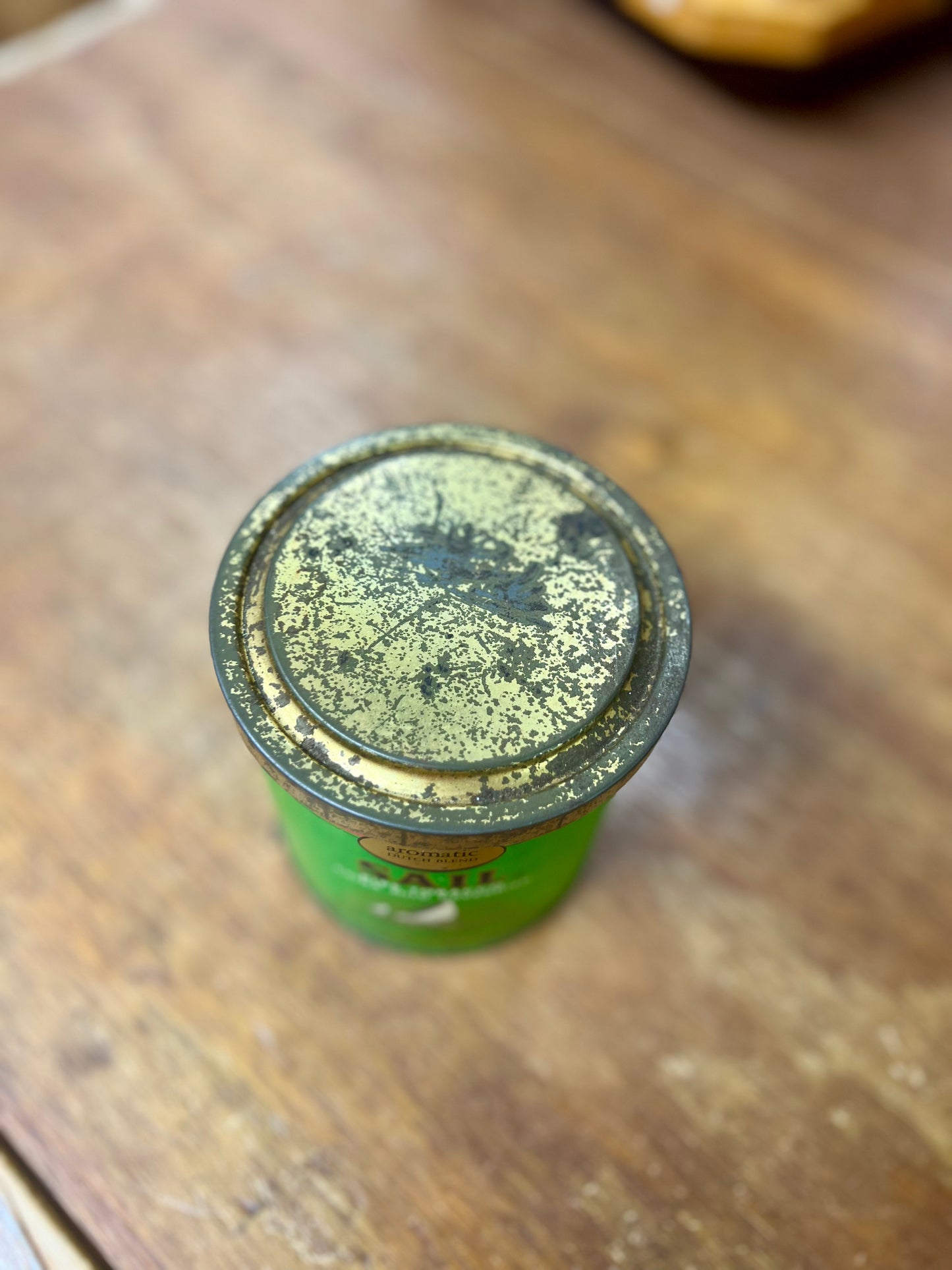 Vintage Sail Pipe Tobacco Round Metal Tin Empty