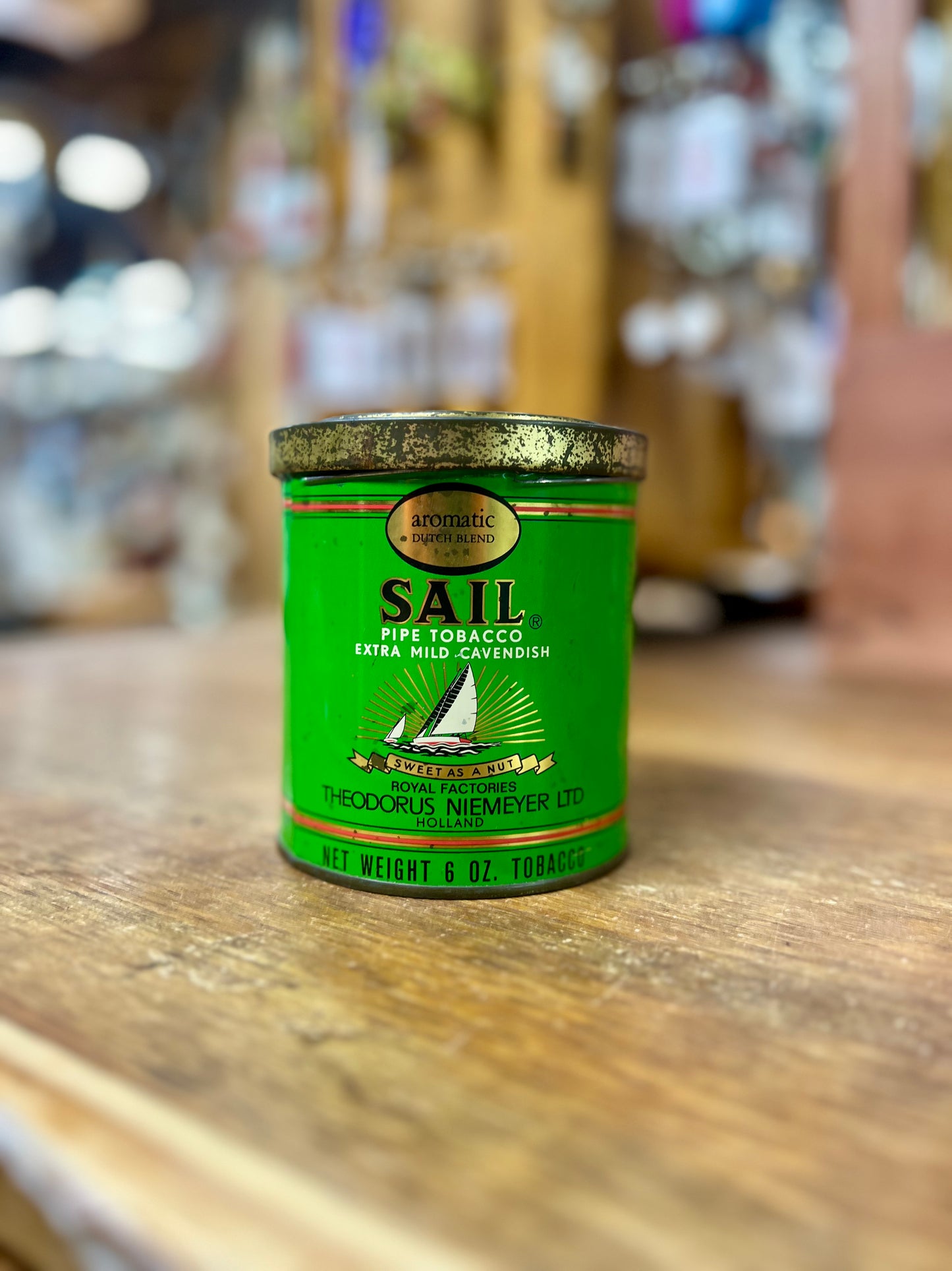 Vintage Sail Pipe Tobacco Round Metal Tin Empty