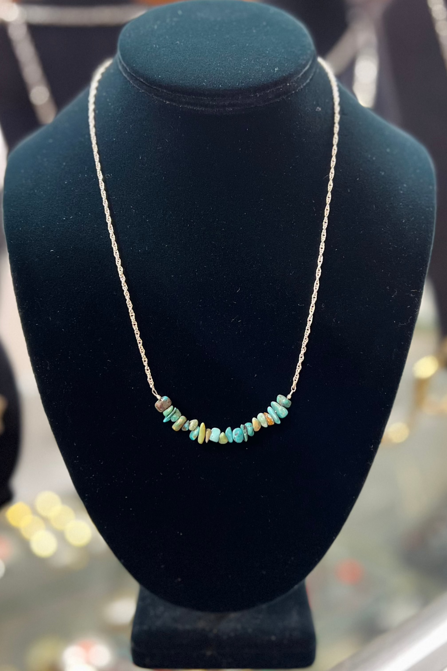 Genuine Turquoise Nugget and Sterling Silver Necklace