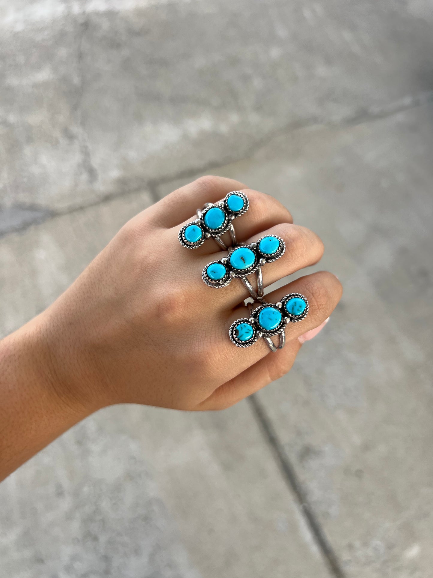 The Jess Genuine Turquoise 3 Stone Ring