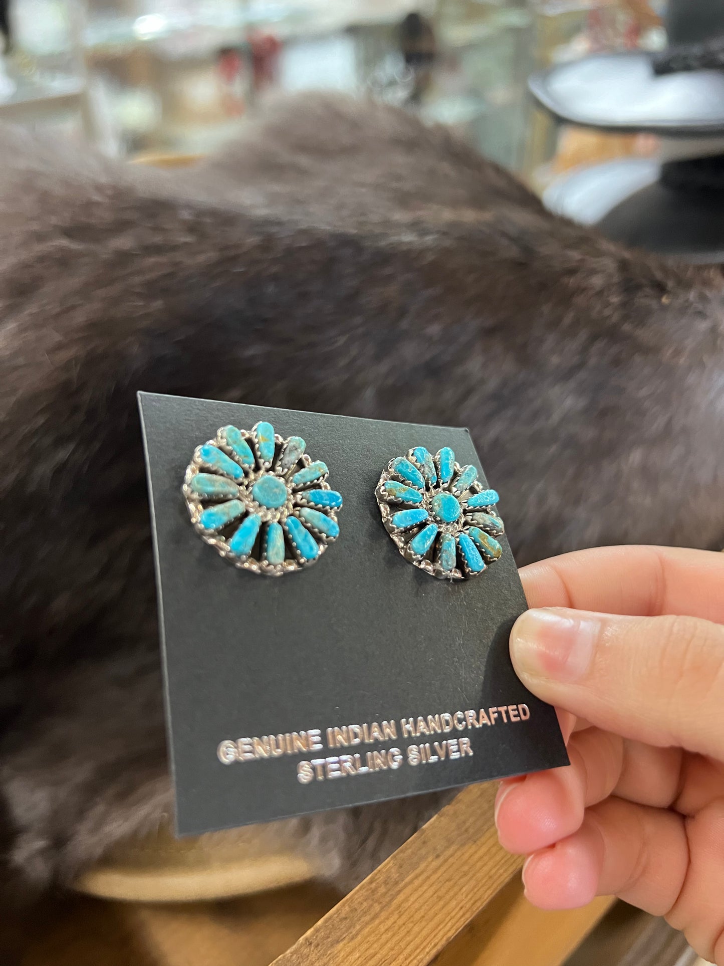 Genuine Kingman Turquoise Statement Cluster Earrings