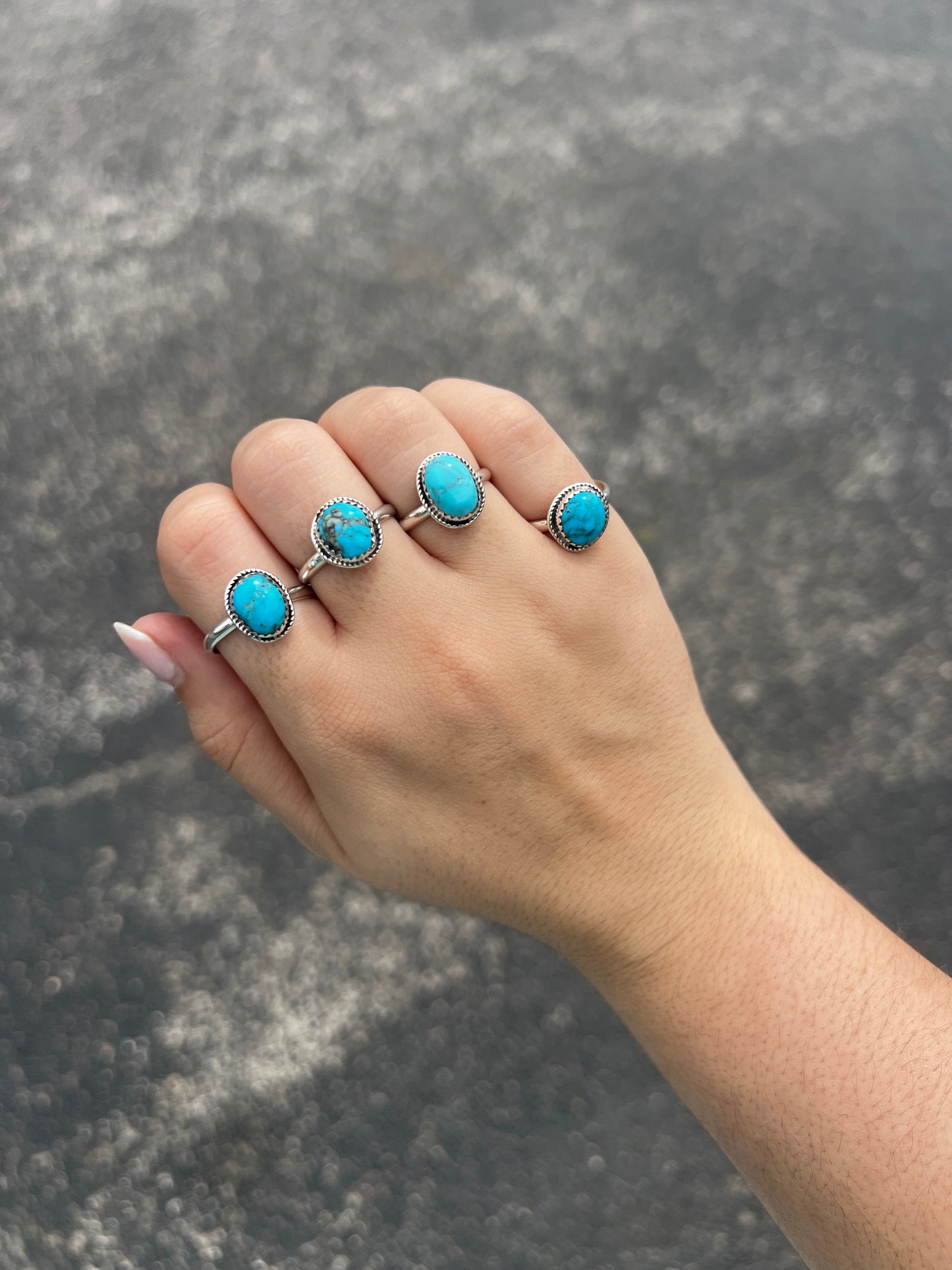 The Blayne Kingman Turquoise Twisted Border Sterling Silver Ring