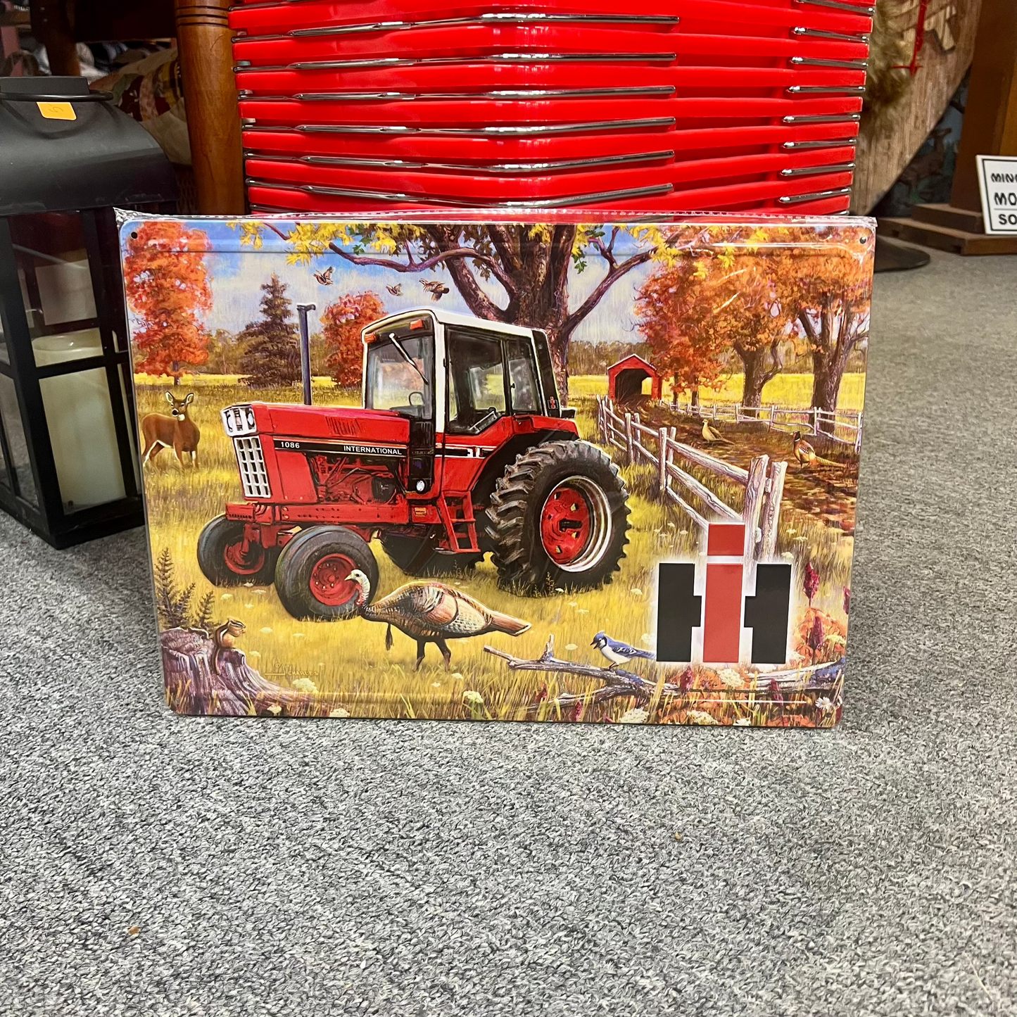 IH Tractor Metal Sign with Turkey and Wildlife