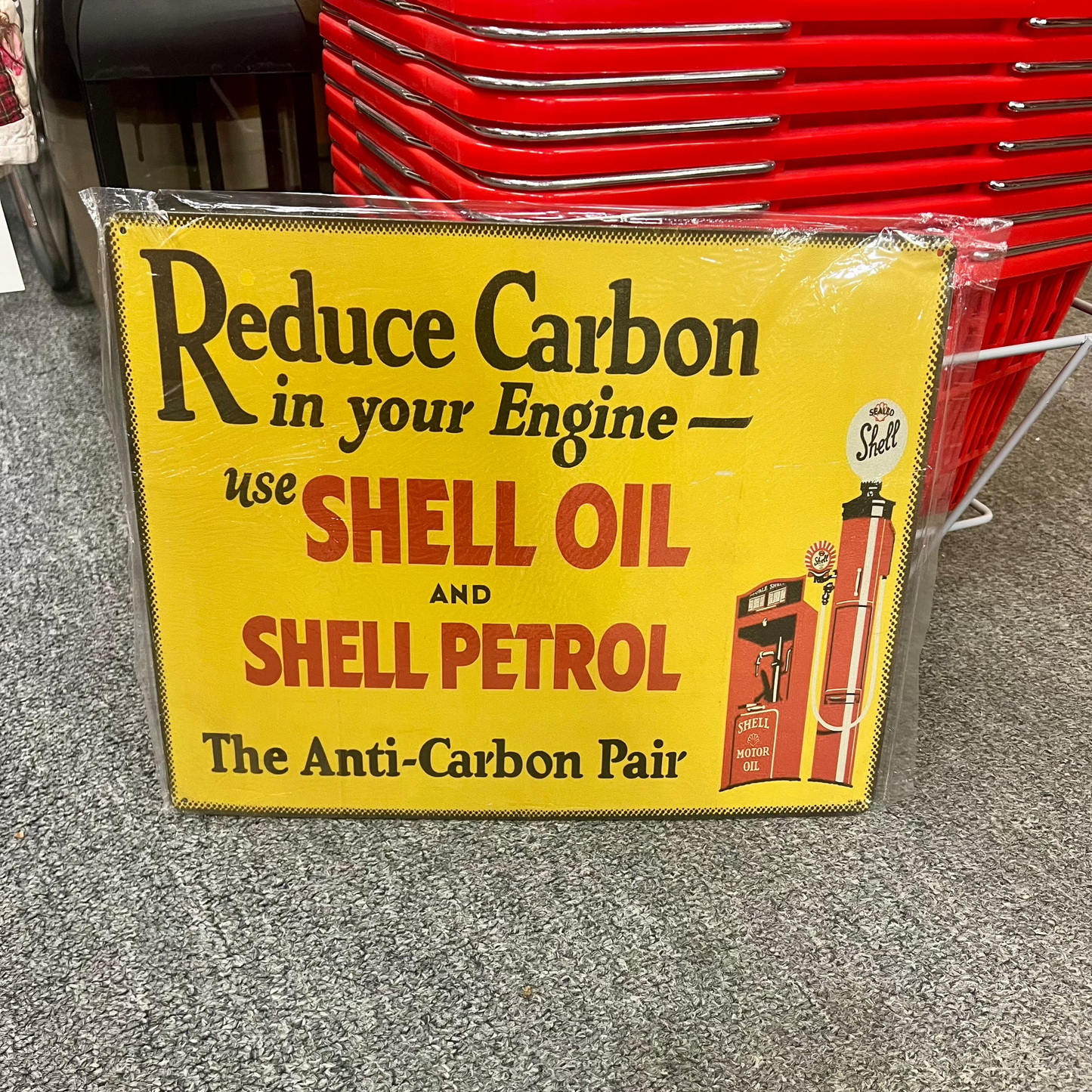 Reduce Carbon Shell Oil Metal Sign
