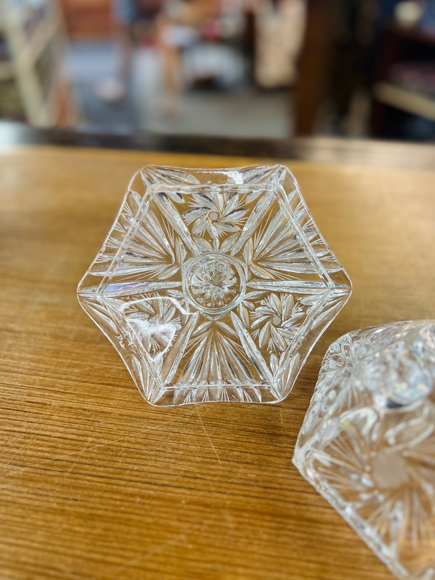 Vintage Crystal Glass Candy Dish with Lid
