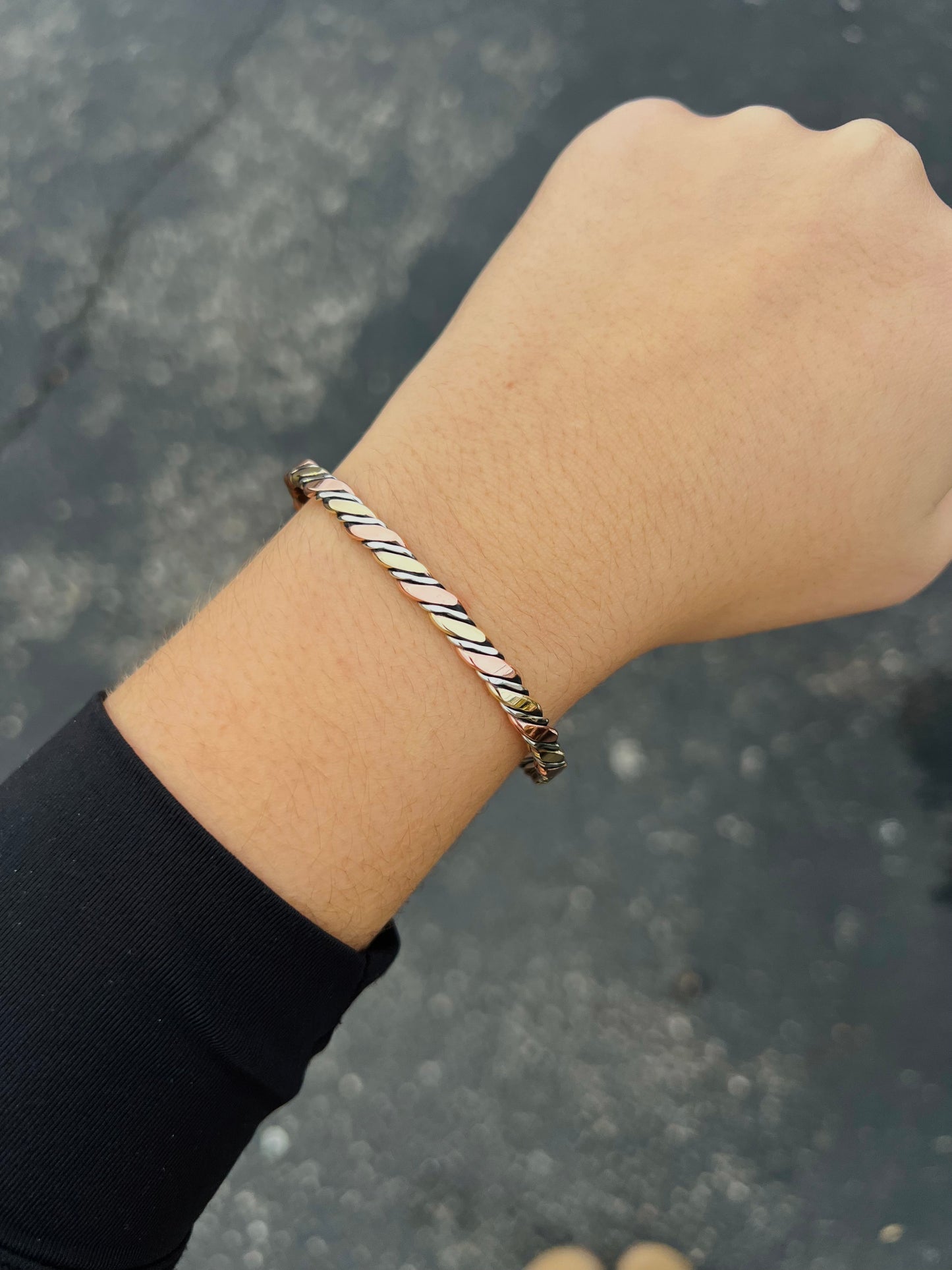 Copper, Brass, & Nickel Twisted Cuff Bracelet