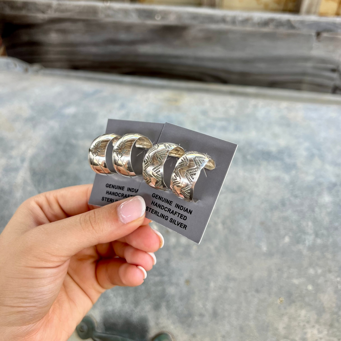 Stamped Sterling Silver Hoop Earrings