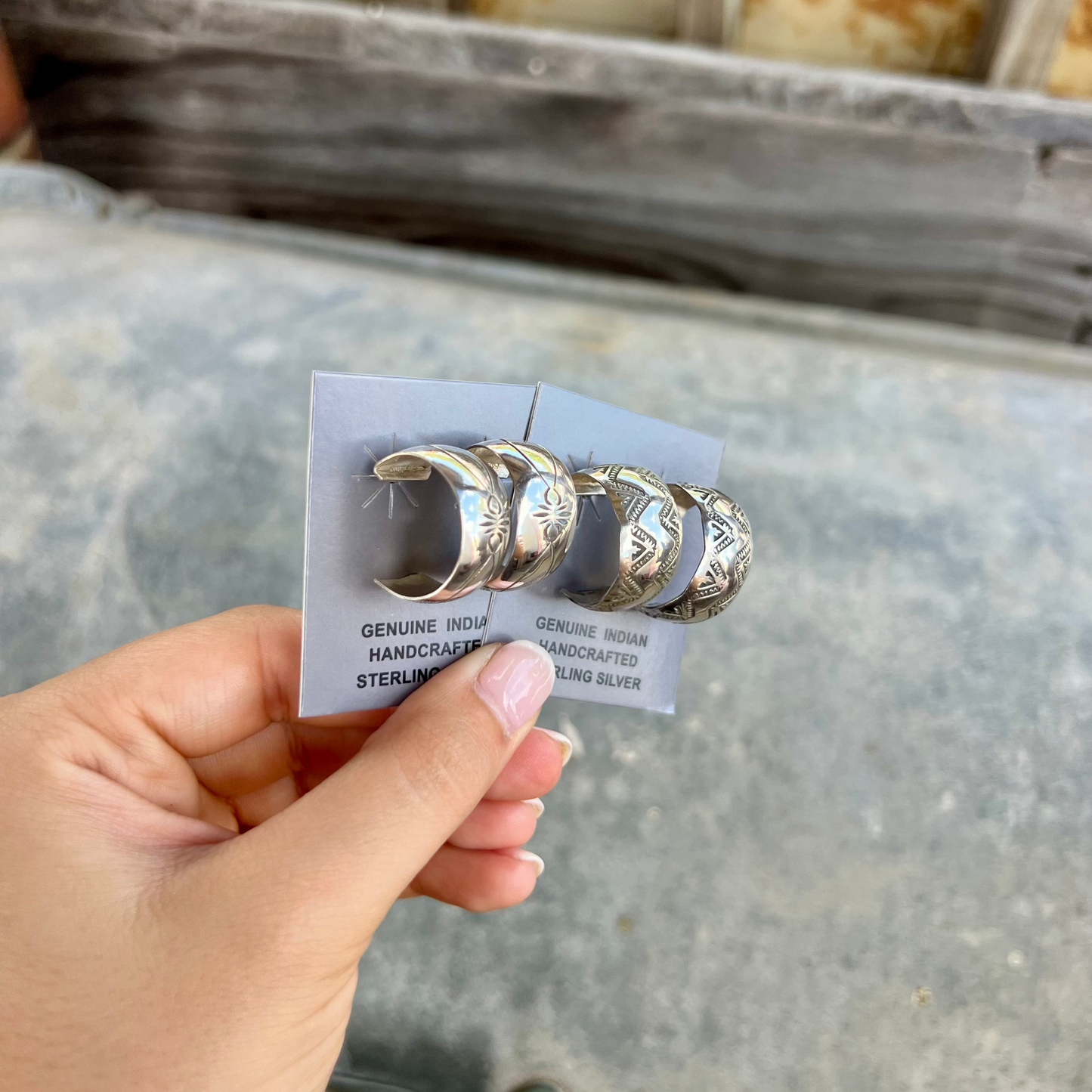 Stamped Sterling Silver Hoop Earrings