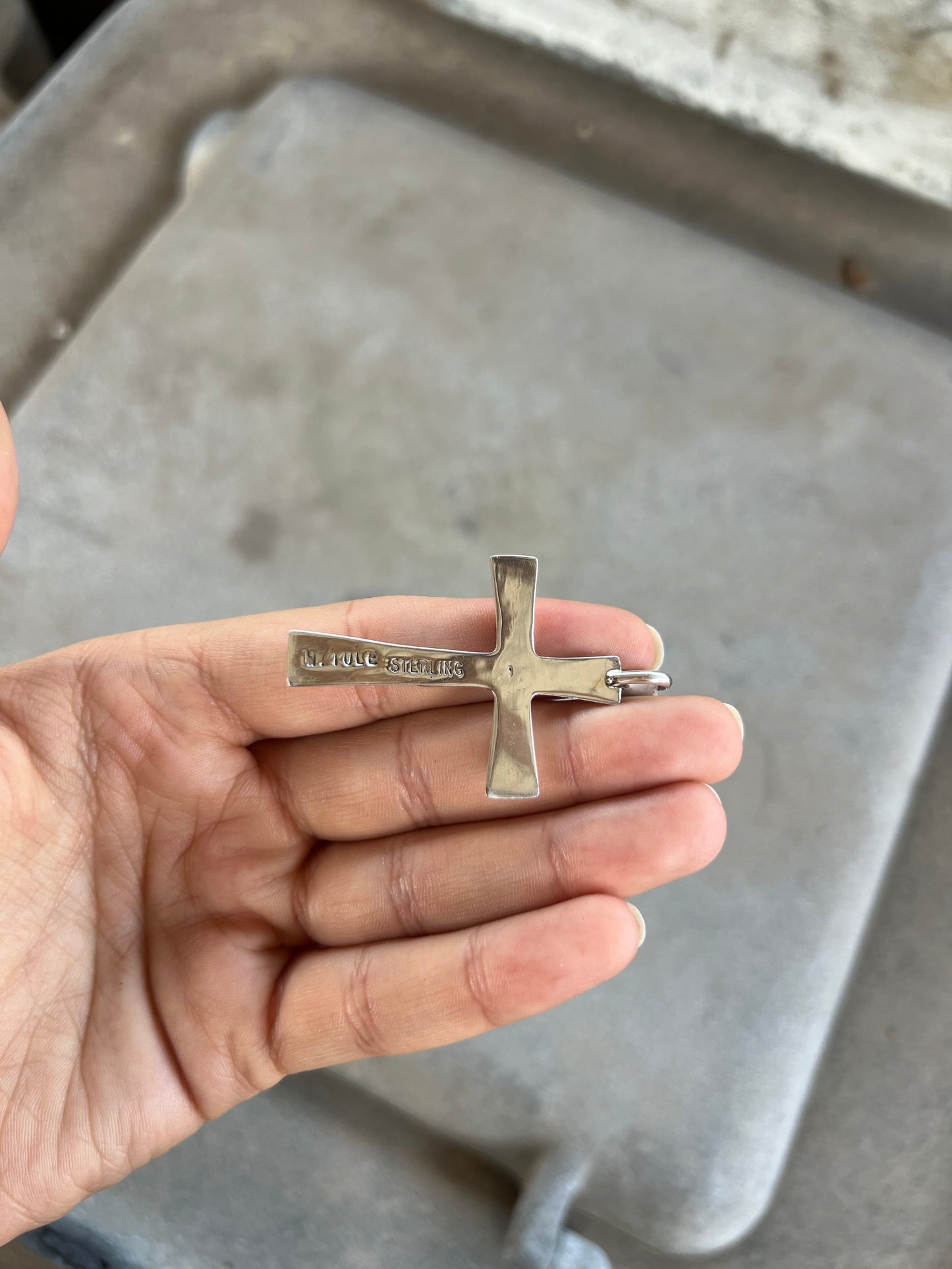 6 Multi Stone Sterling Silver Cross Pendant