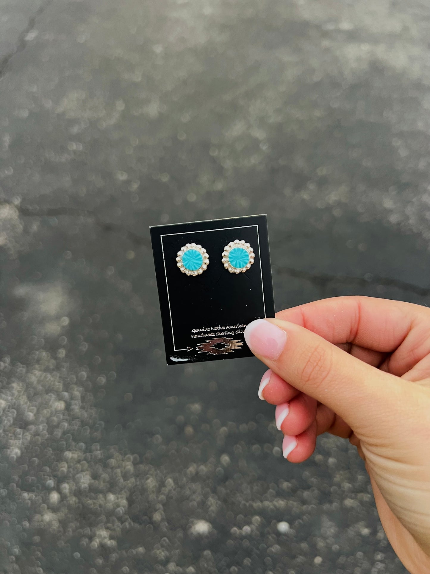 Zuni Hand Carved Turquoise Beaded Earrings