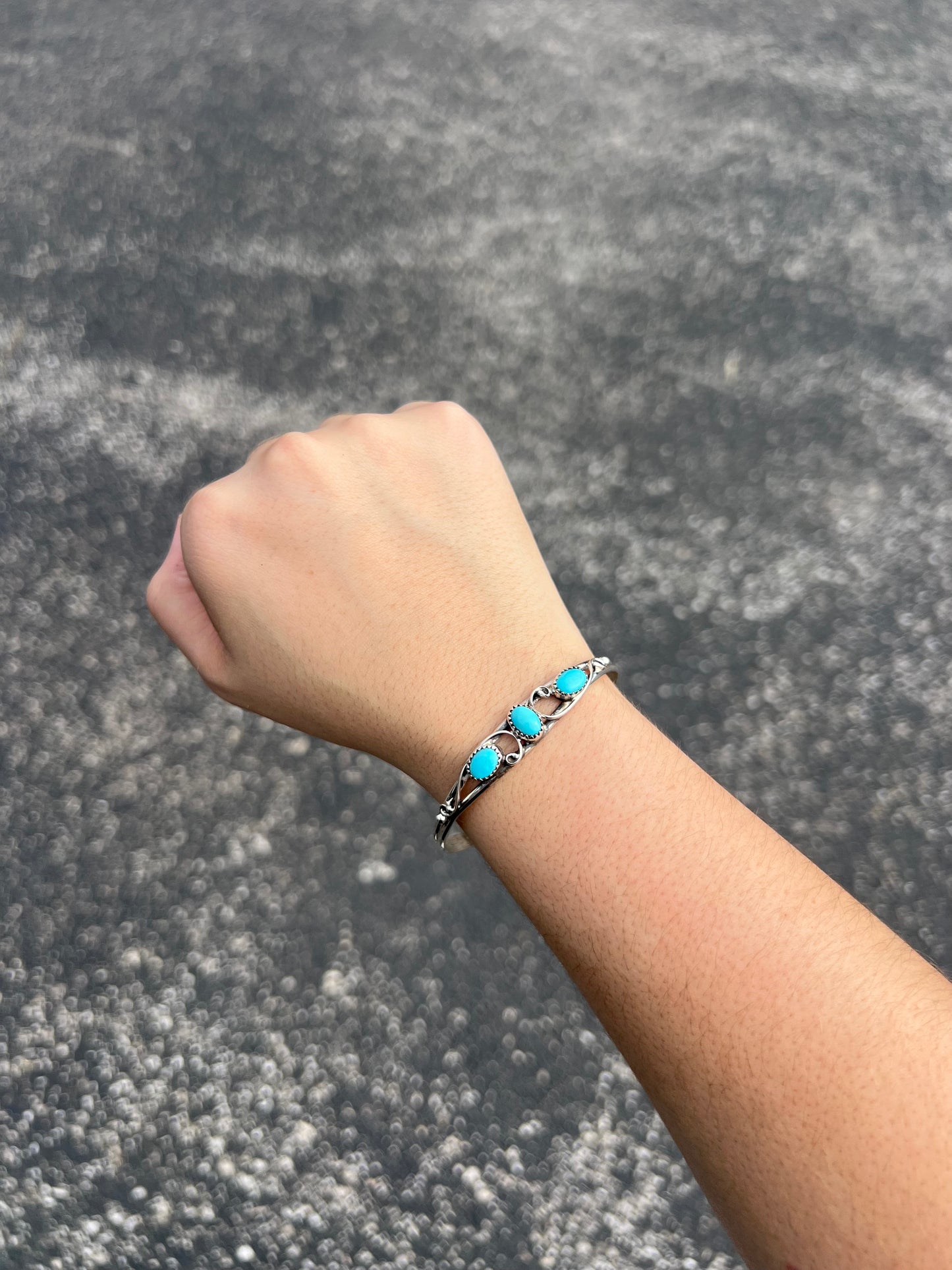 Sleeping Beauty Three Stone Turquoise Bracelet