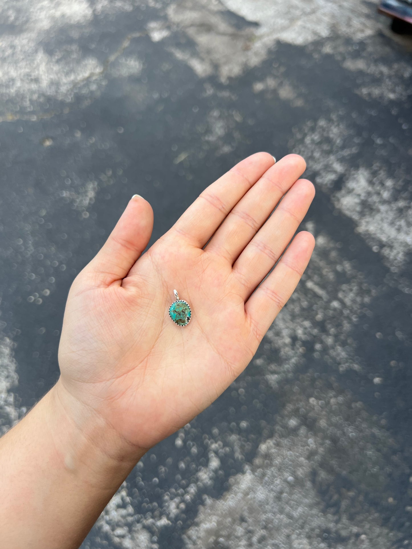 Genuine Turquoise Oval Sterling Silver Pendant