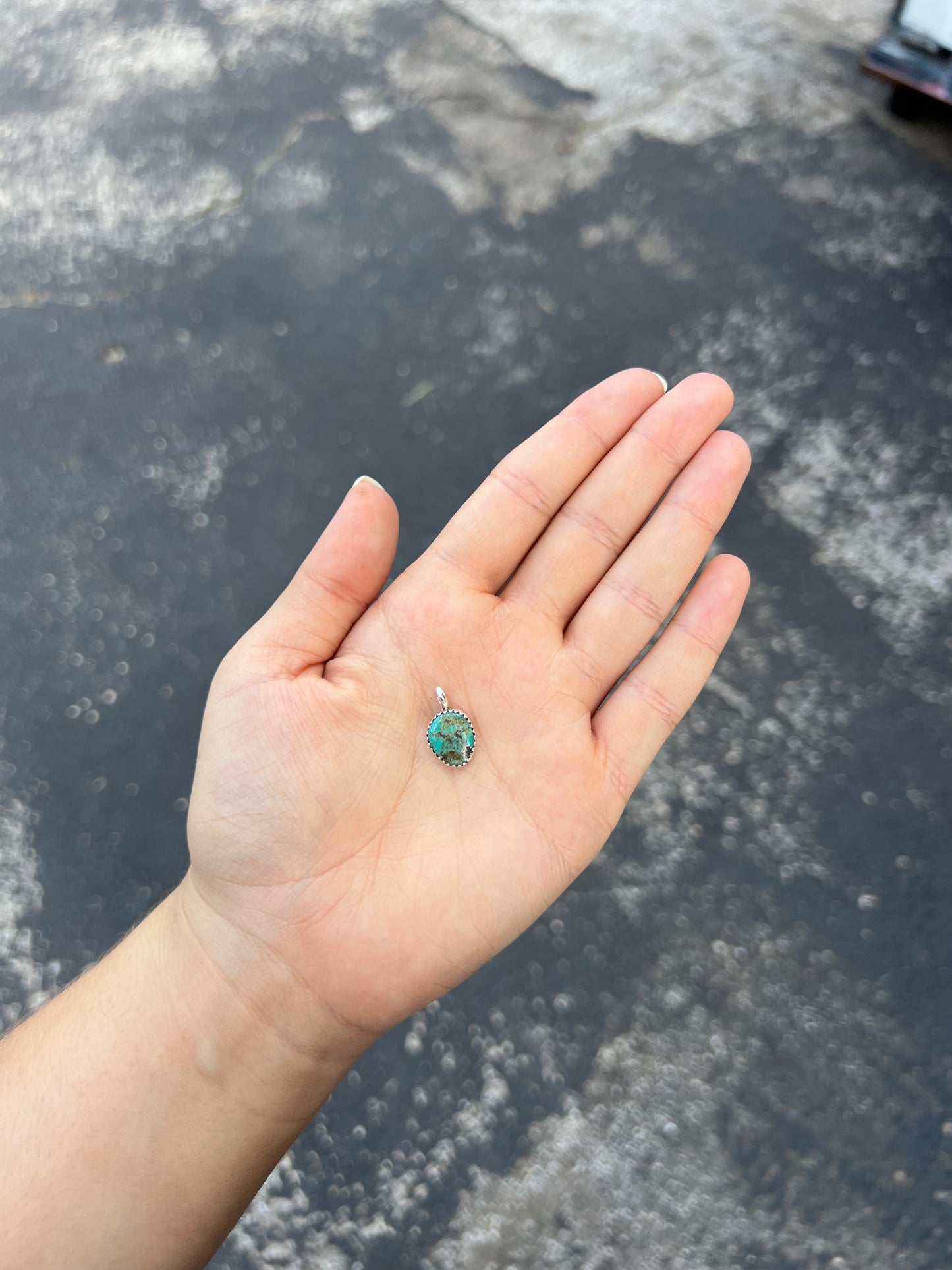 Genuine Turquoise Oval Sterling Silver Pendant