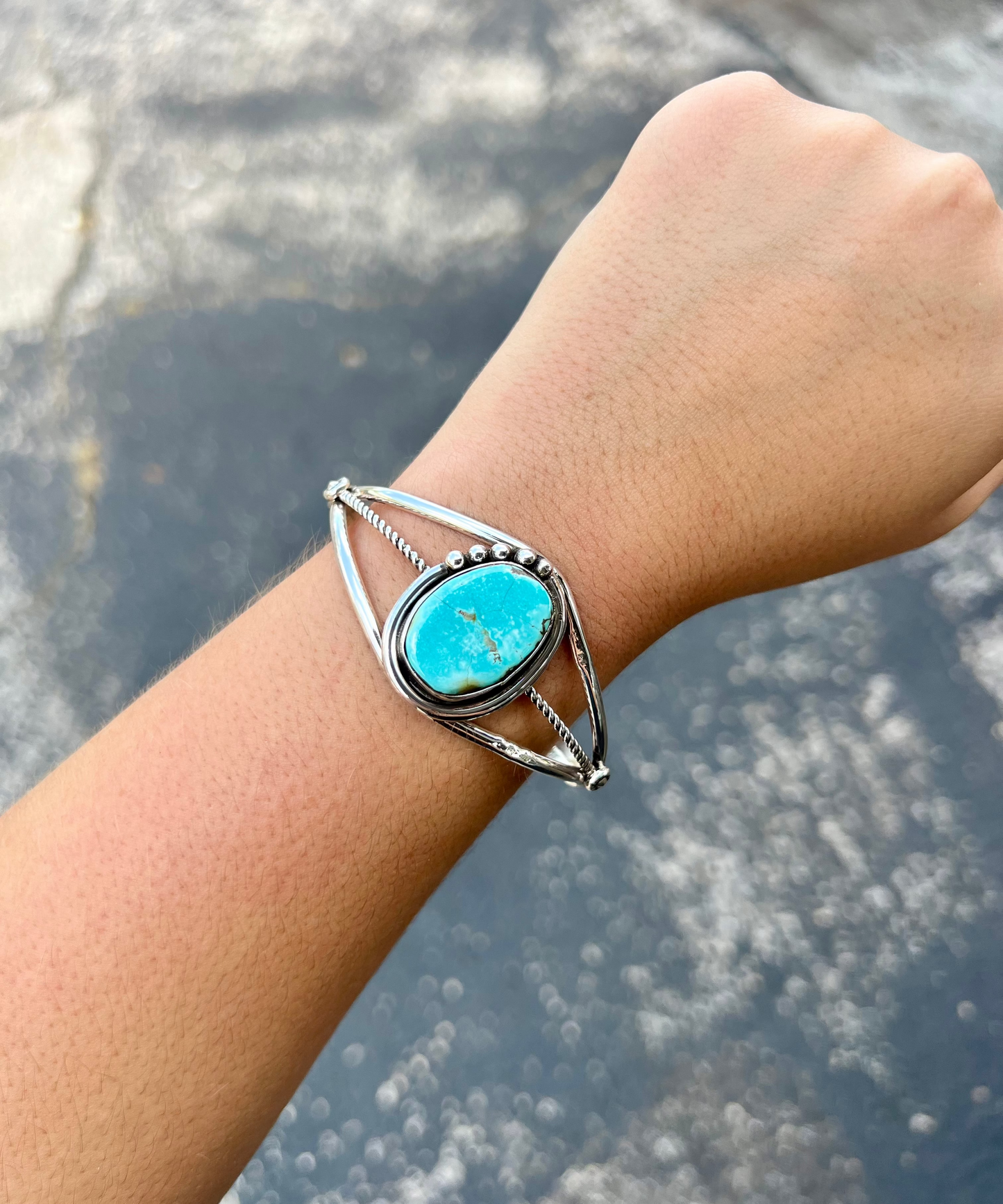 Genuine Royston Turquoise Sterling Silver Cuff Bracelet