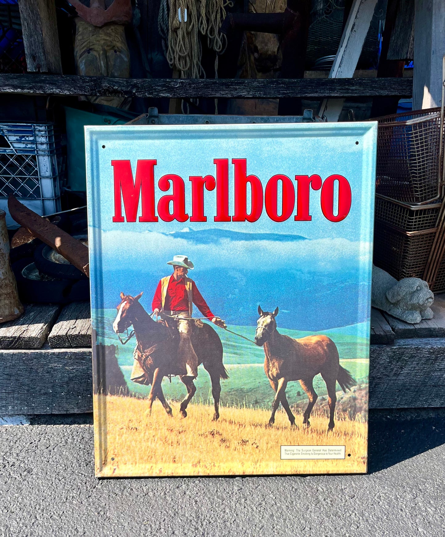 Vintage Marlboro Cowboy Horseman Sign