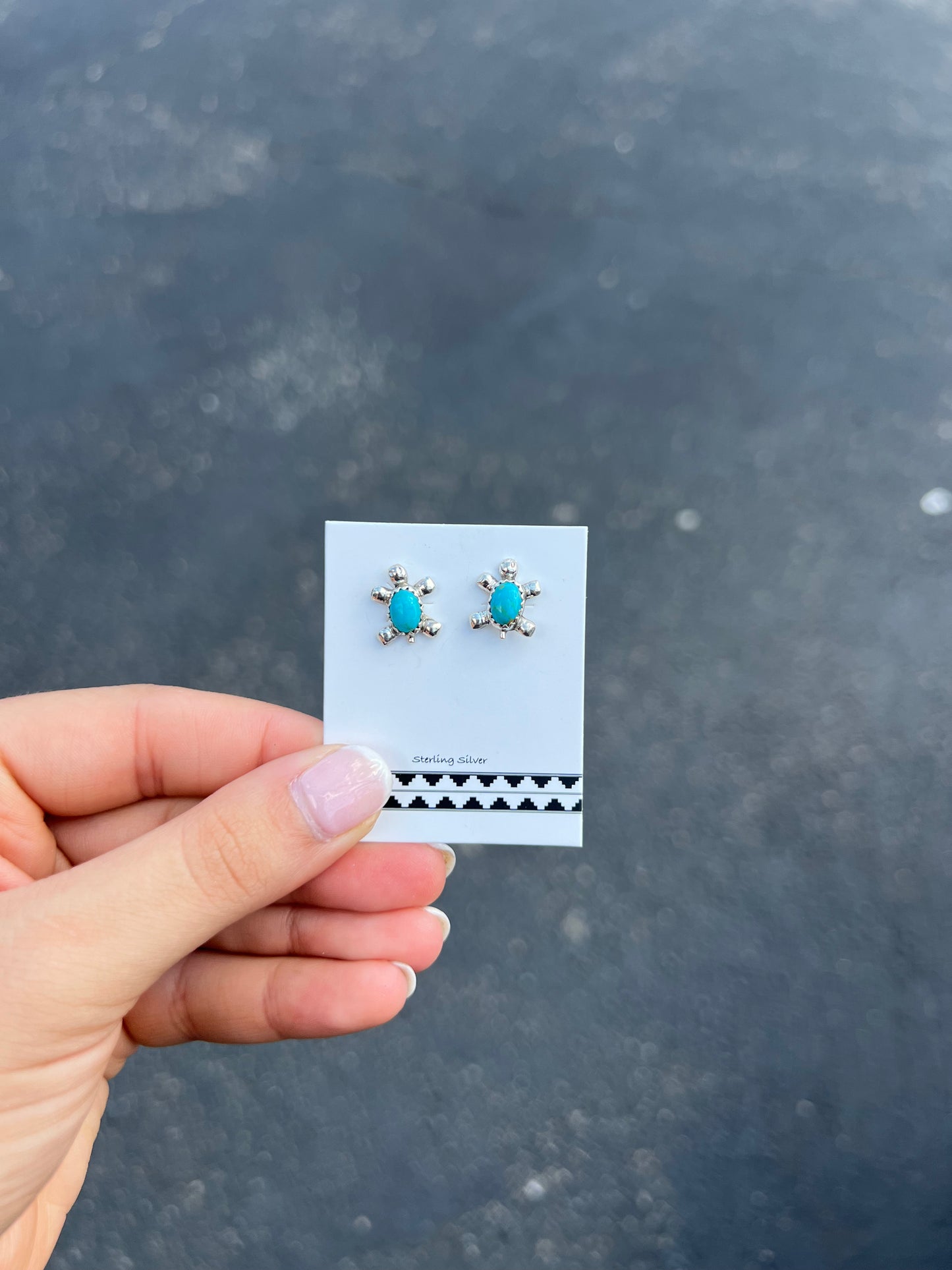 Genuine Turquoise Turtle Sterling Silver Studs
