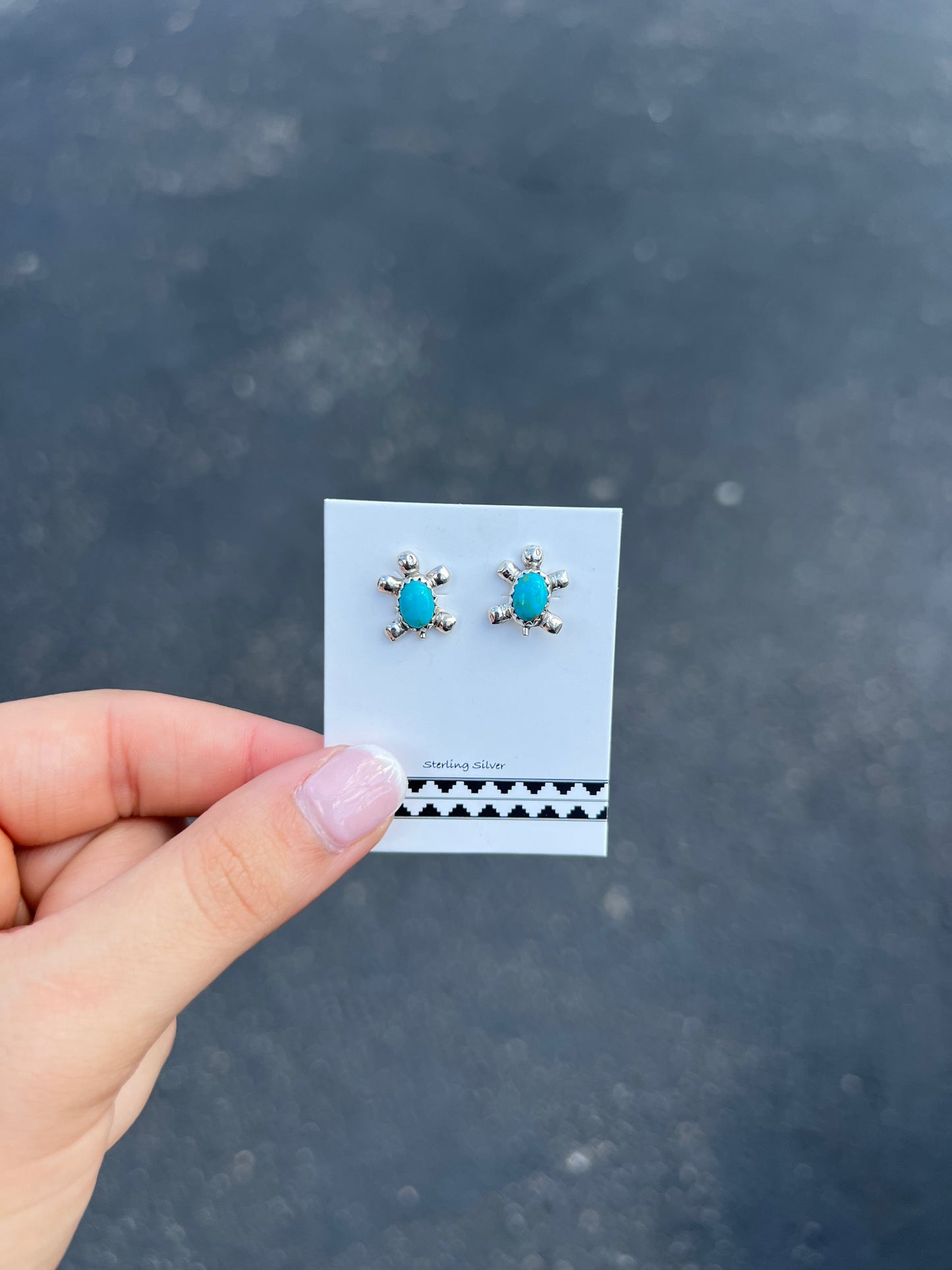 Genuine Turquoise Turtle Sterling Silver Studs