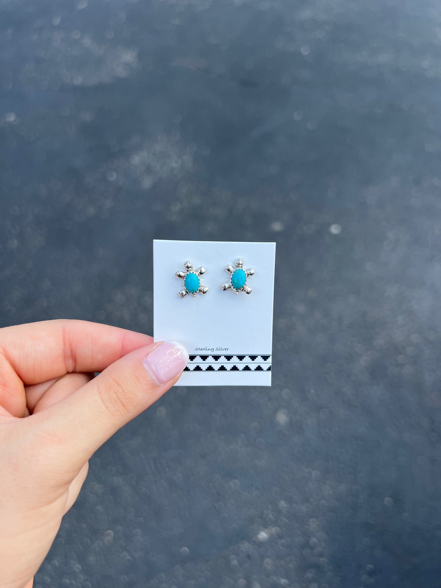 Genuine Turquoise Turtle Sterling Silver Studs