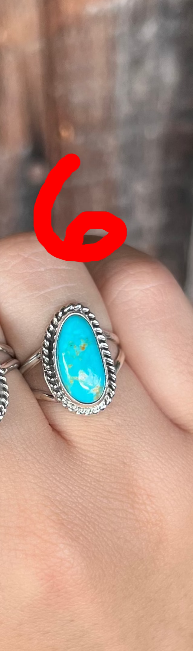 Kingman Turquoise Twisted Border Sterling Silver Ring