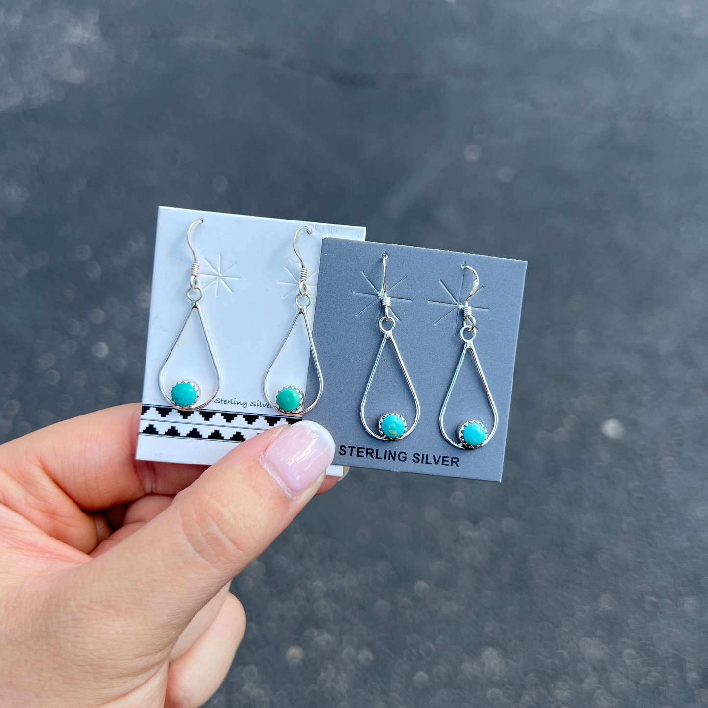 Sterling Silver Teardrop Genuine Turquoise Earrings