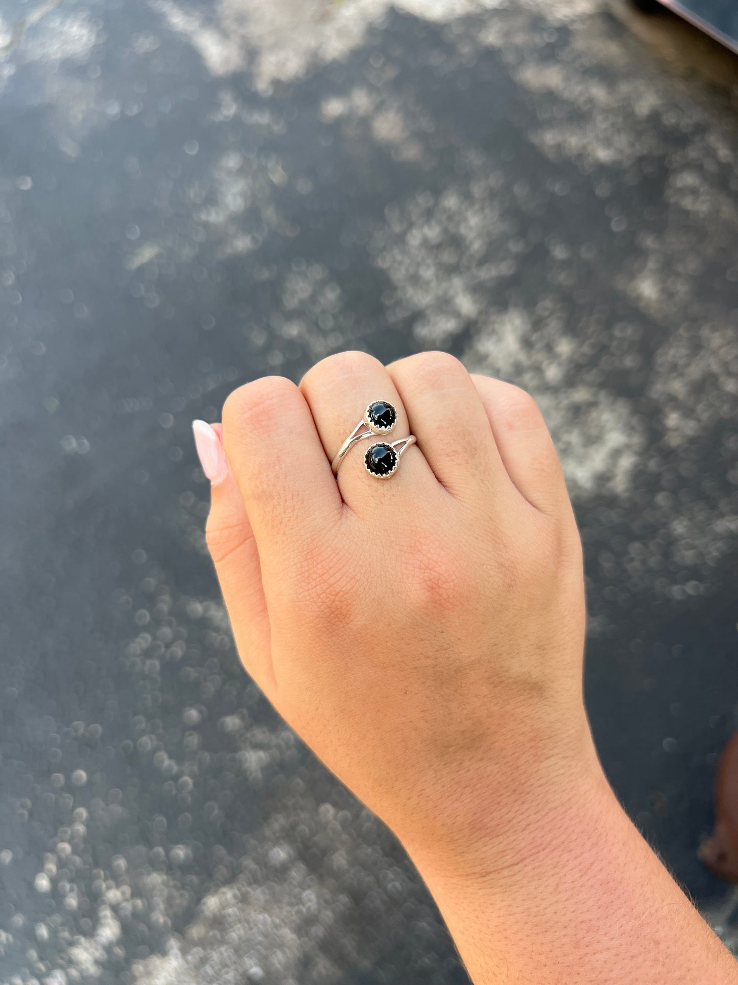 Black Onyx Sterling Silver Wrap Ring