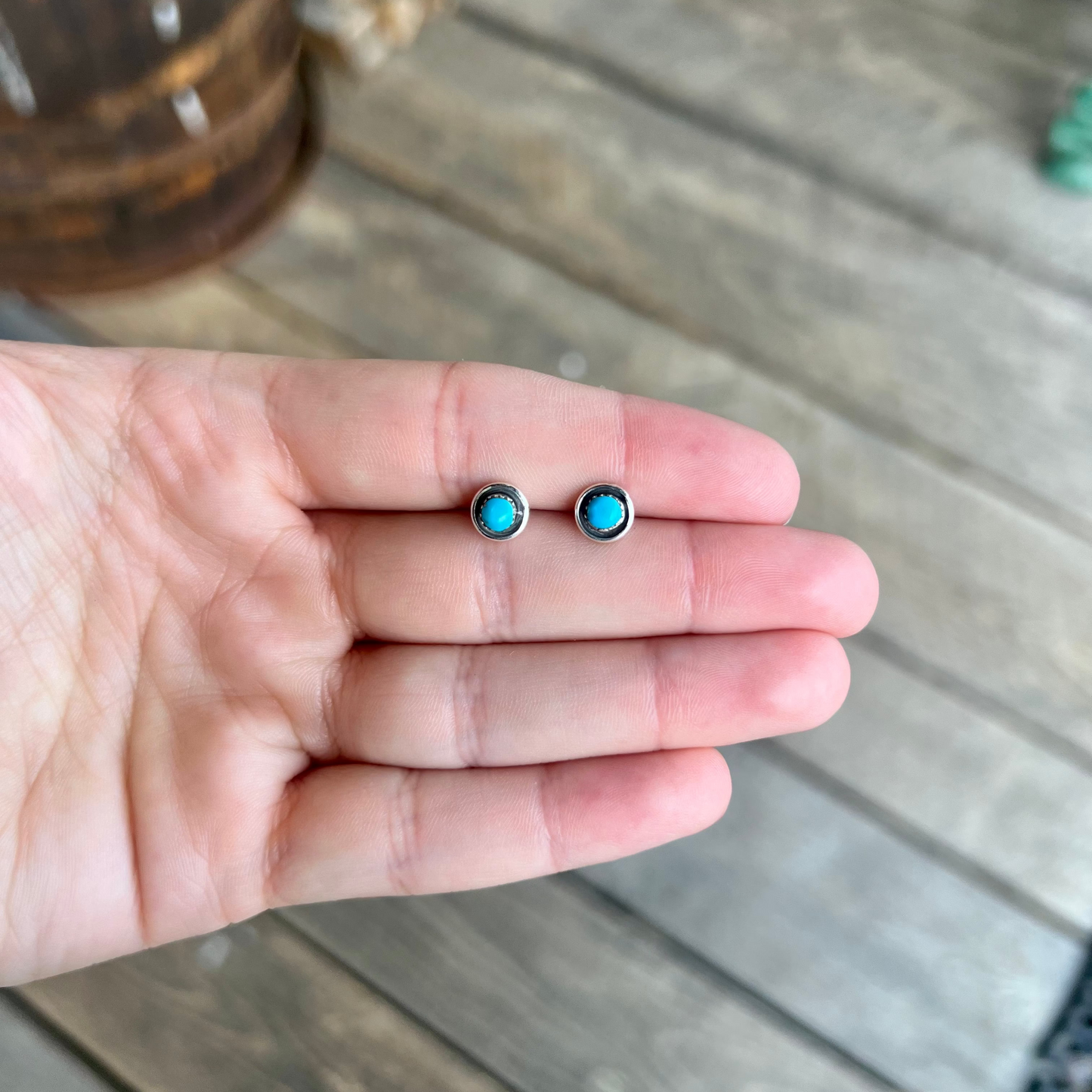 The Billie Genuine Turquoise Sterling Silver Studs