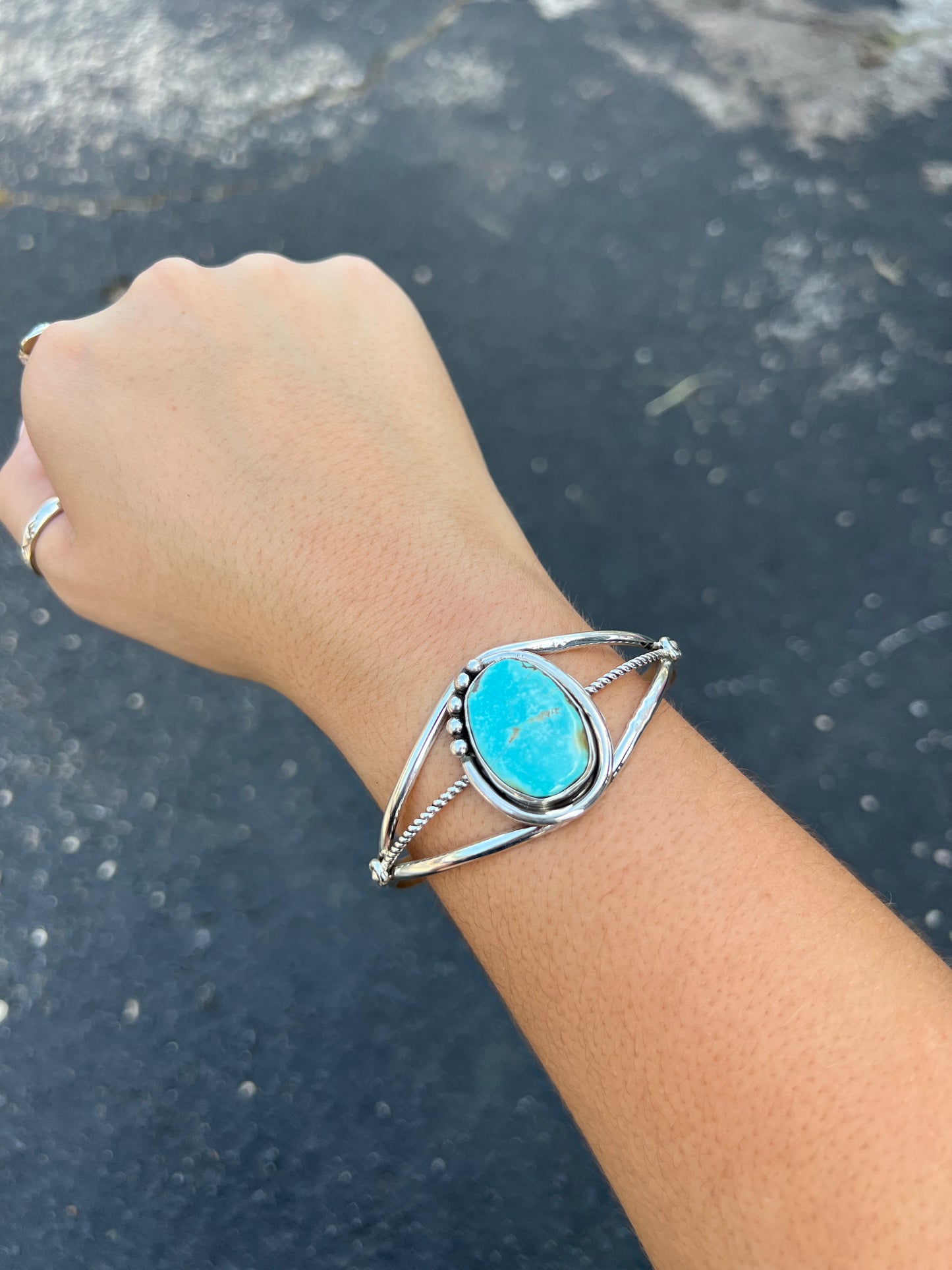 Genuine Royston Turquoise Sterling Silver Cuff Bracelet