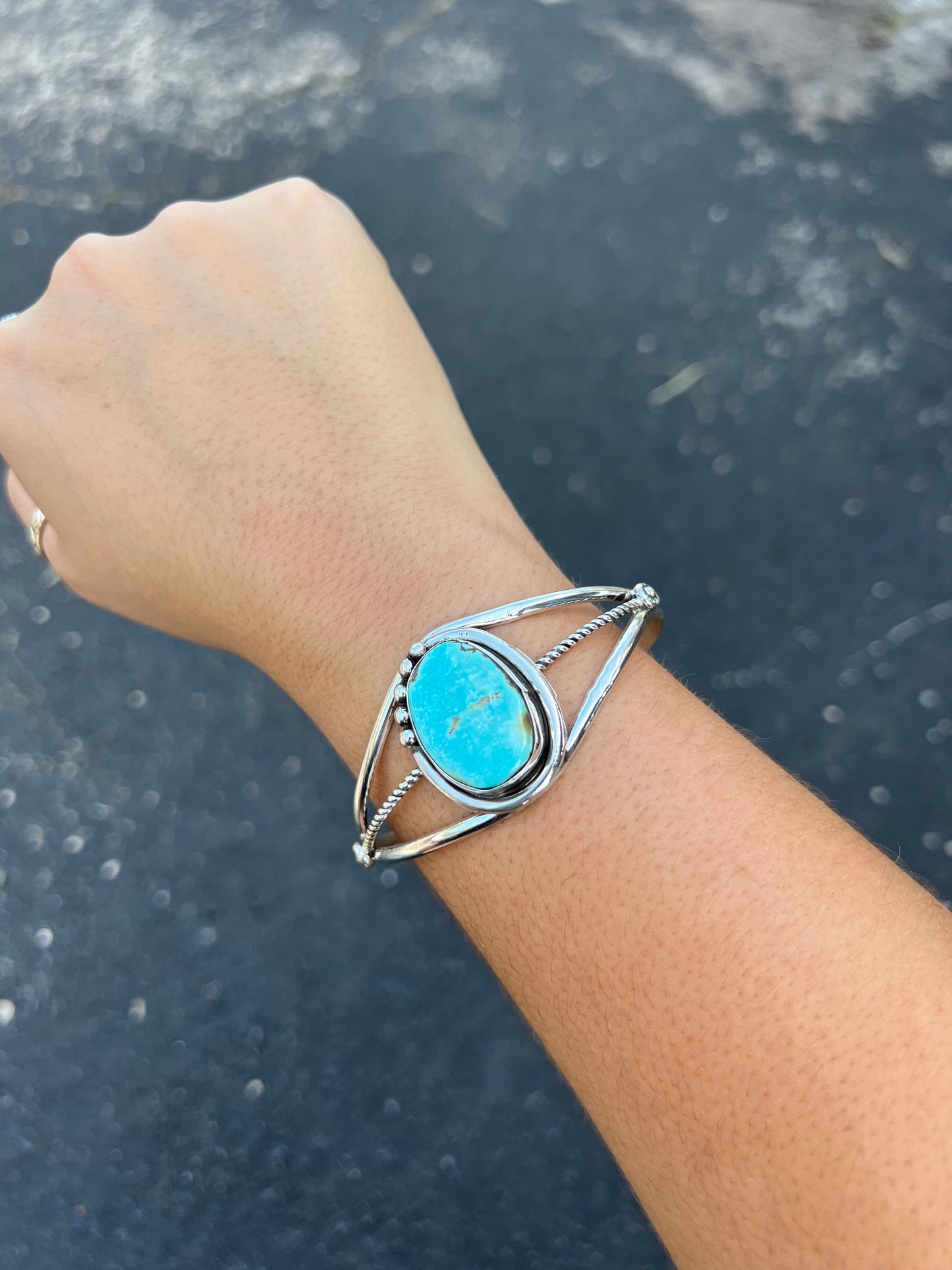 Genuine Royston Turquoise Sterling Silver Cuff Bracelet