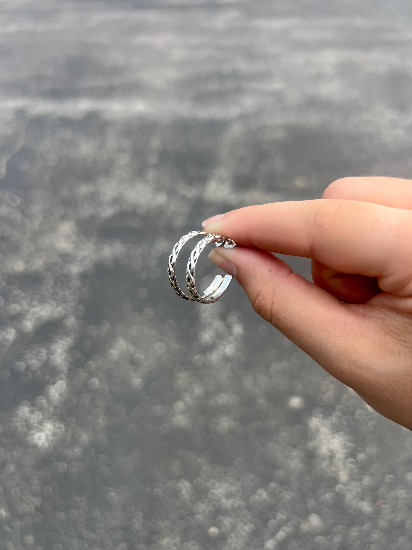 Sterling Silver Flat Twisted Hoop Earrings