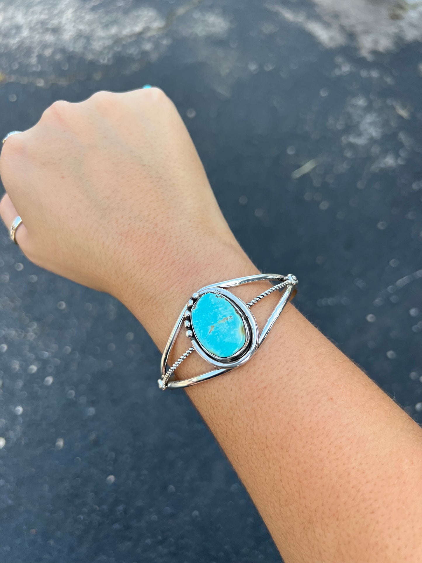 Genuine Royston Turquoise Sterling Silver Cuff Bracelet