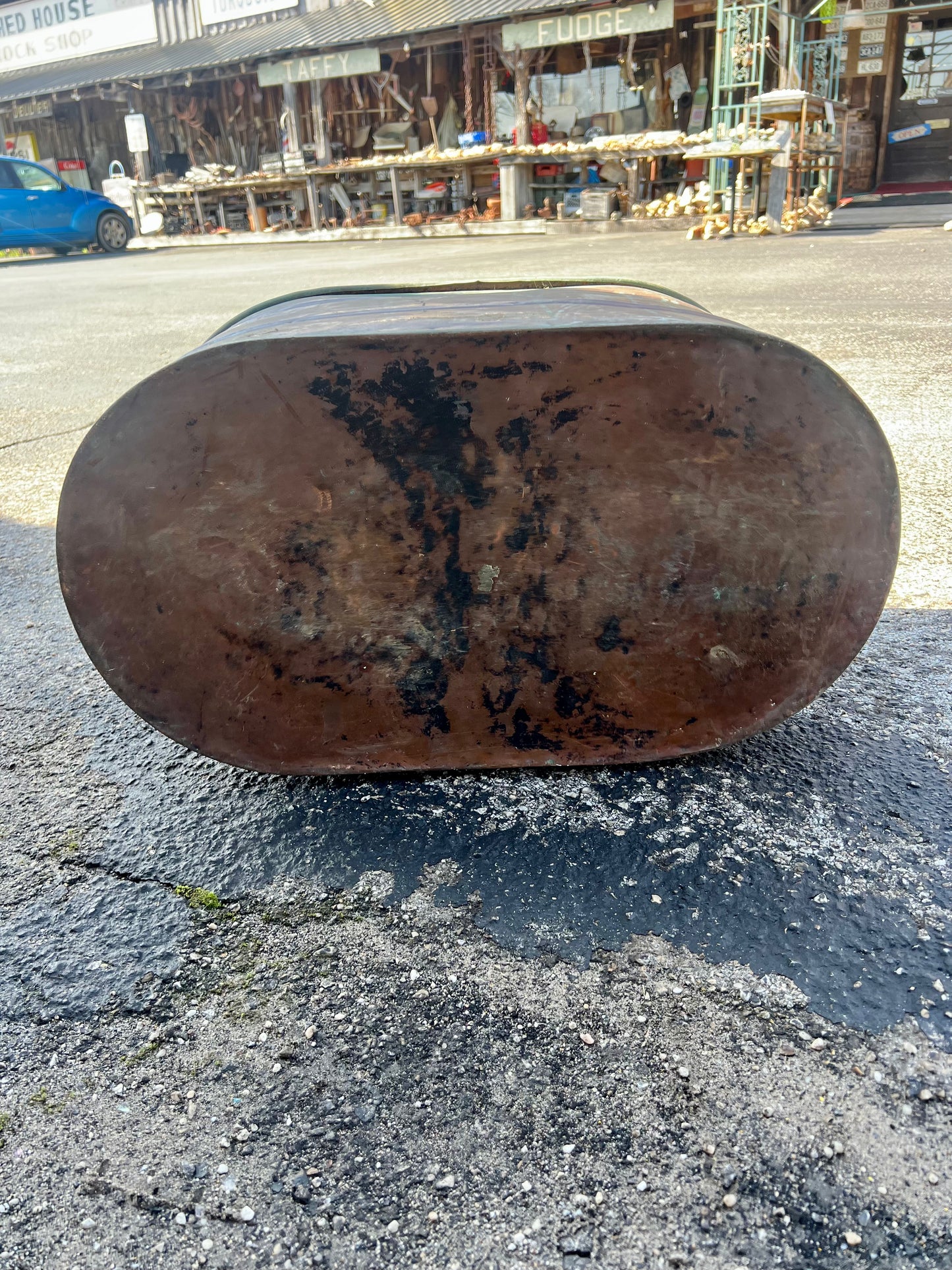 Vintage Copper Wash Tub with Wood Handles