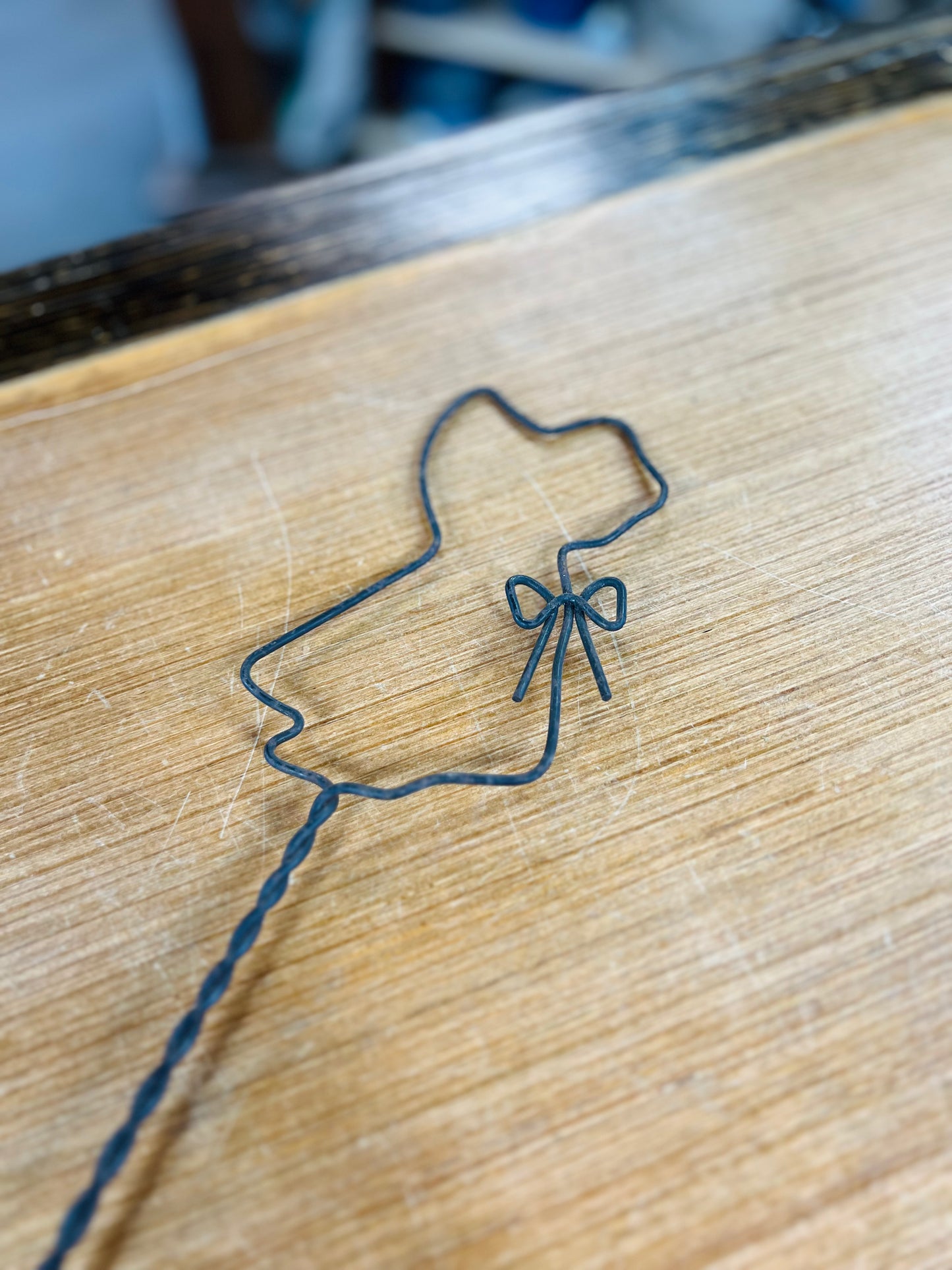 Vintage Wire Rug Beater with Wooden Handle - Dress with a Bow