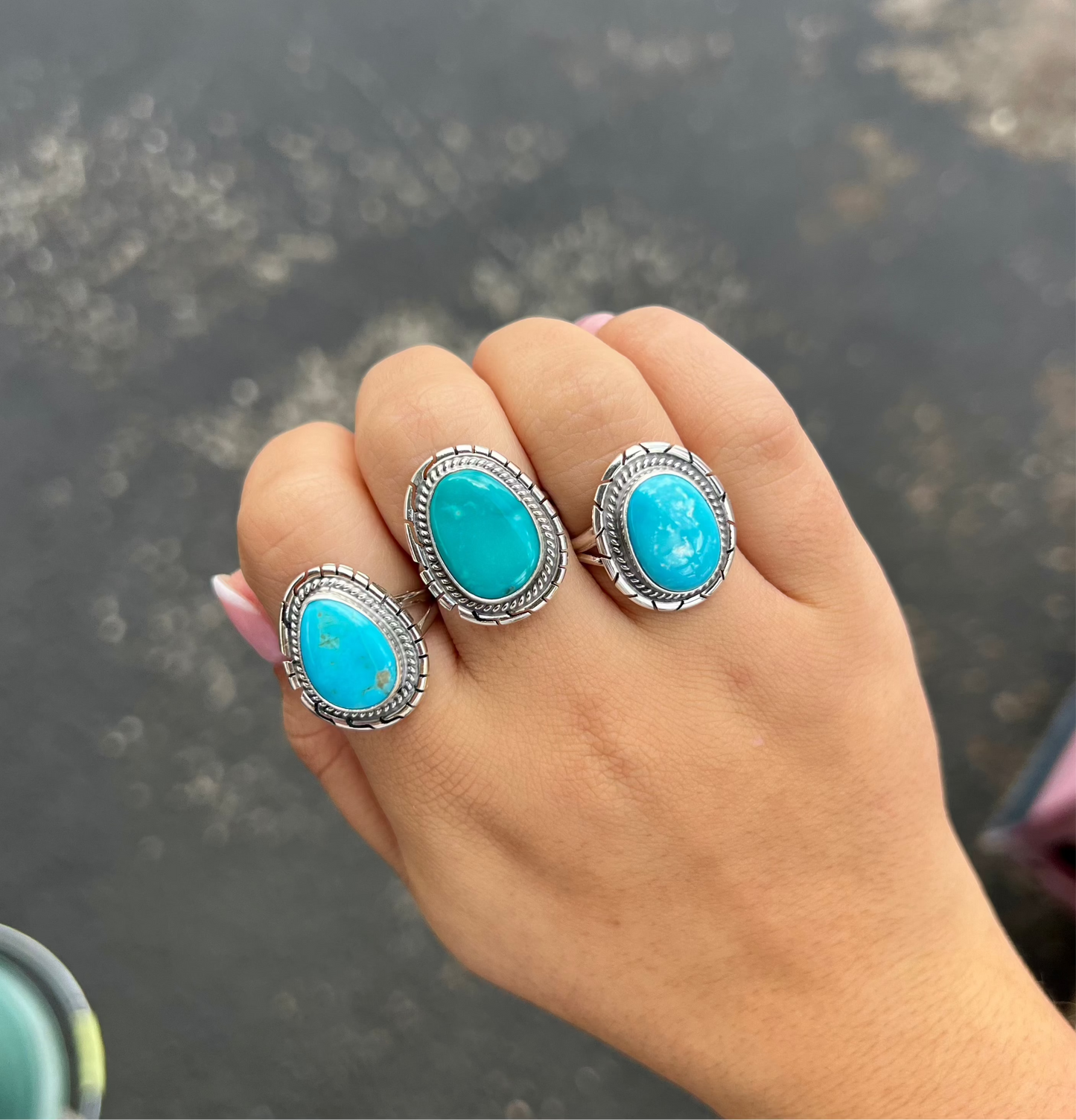 Dixie Sterling Silver and Genuine Turquoise Ring