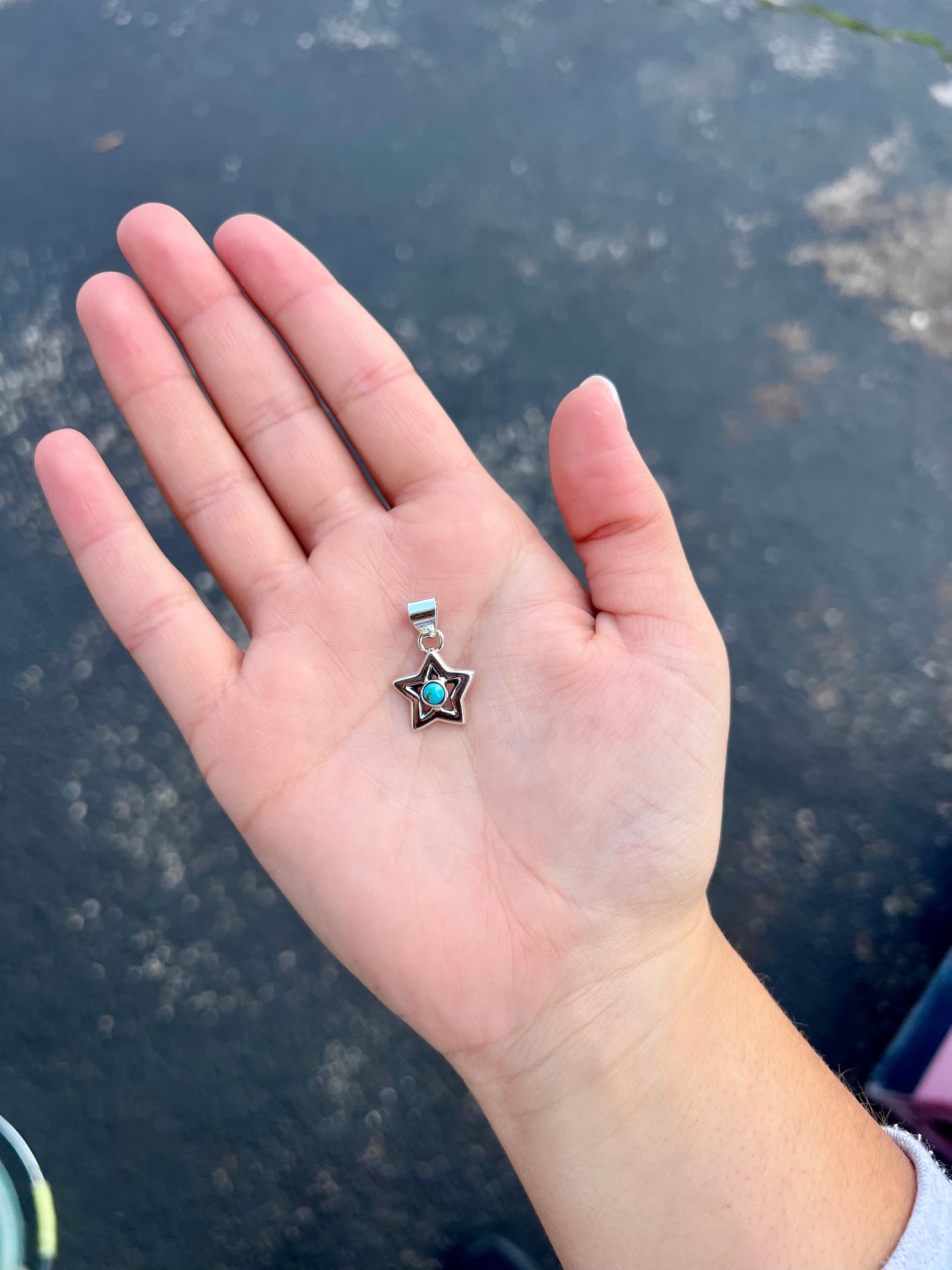 Genuine Turquoise Sterling Silver Star, Lightning Bolt, or Horseshoe Pendant