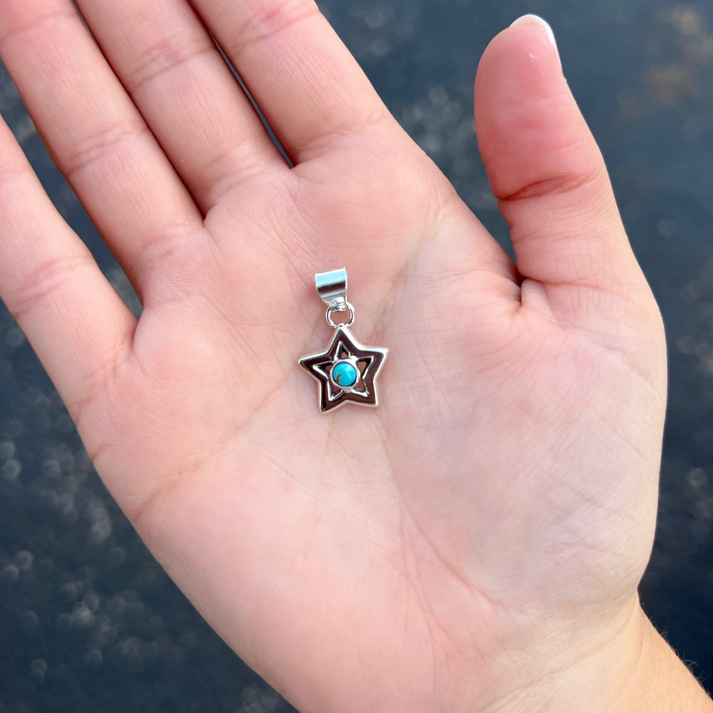 Genuine Turquoise Sterling Silver Star, Lightning Bolt, or Horseshoe Pendant