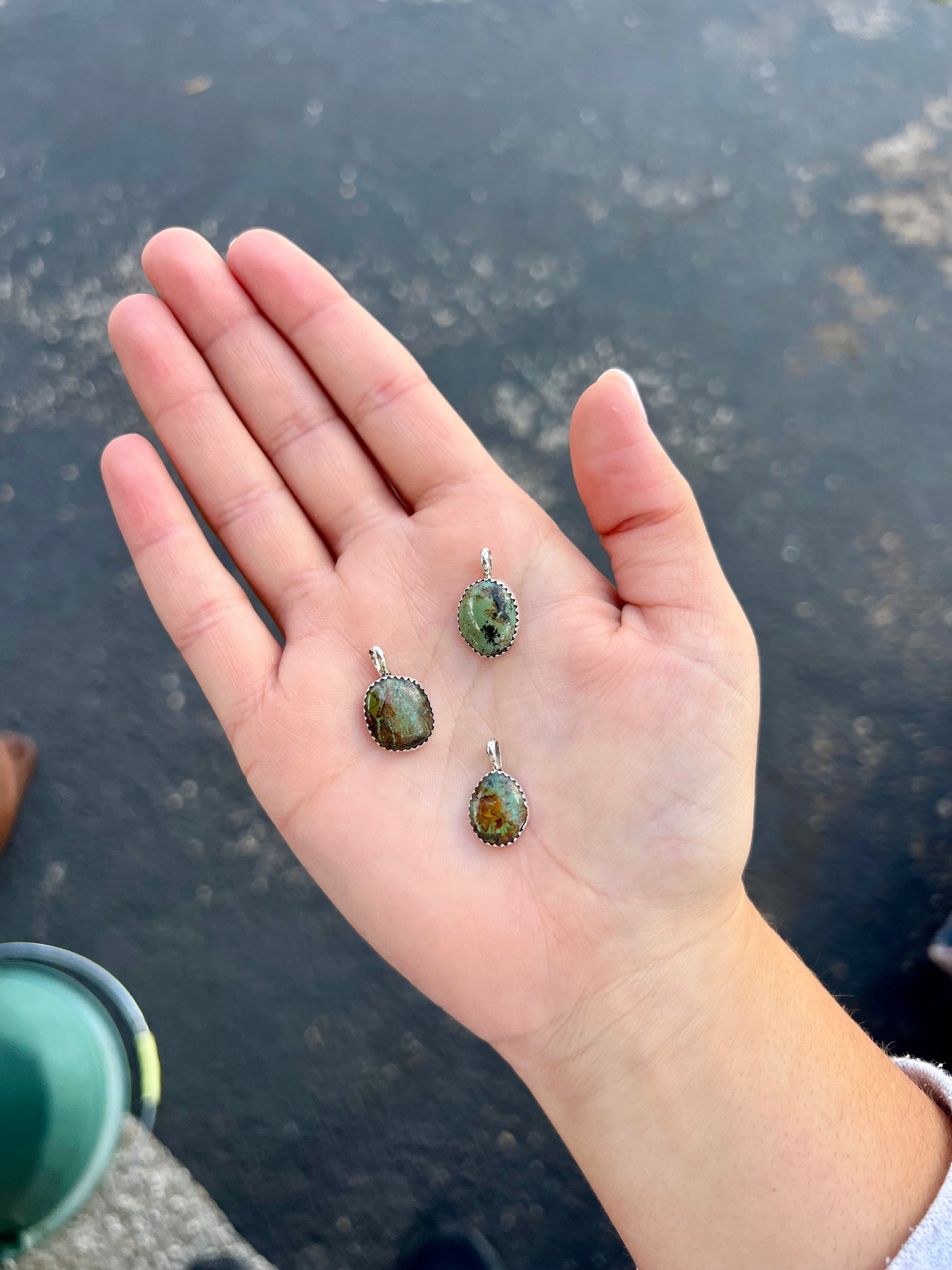 Genuine Turquoise Green Sterling Silver Pendant