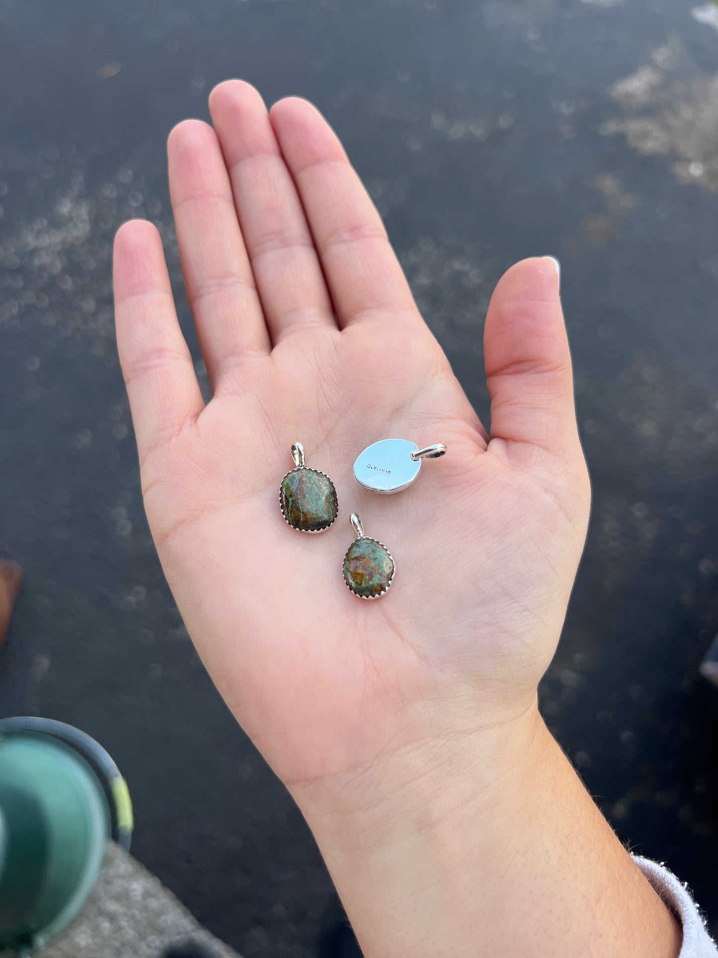 Genuine Turquoise Green Sterling Silver Pendant