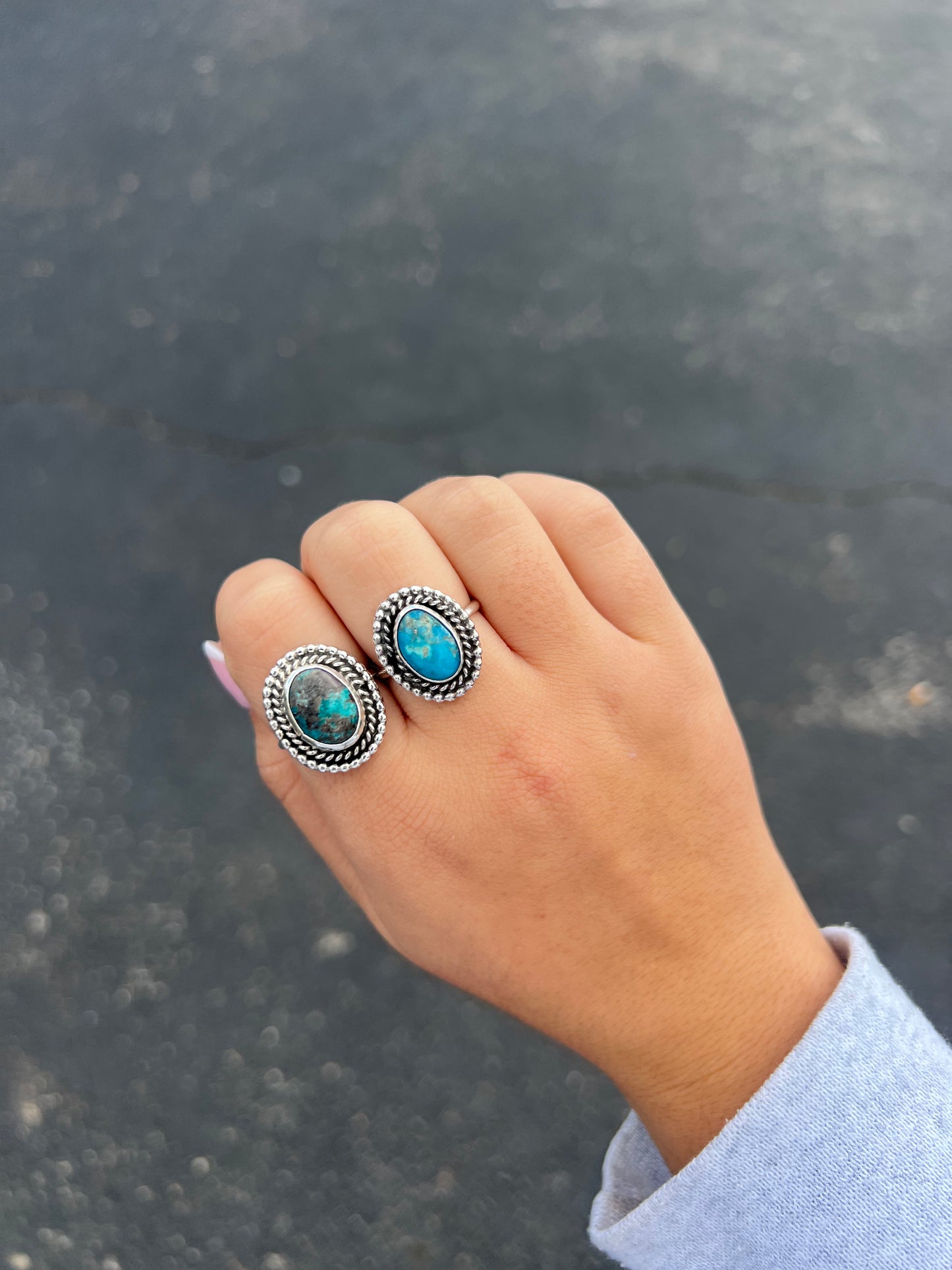 Authentic Kingman Twist Border Sterling Silver Ring