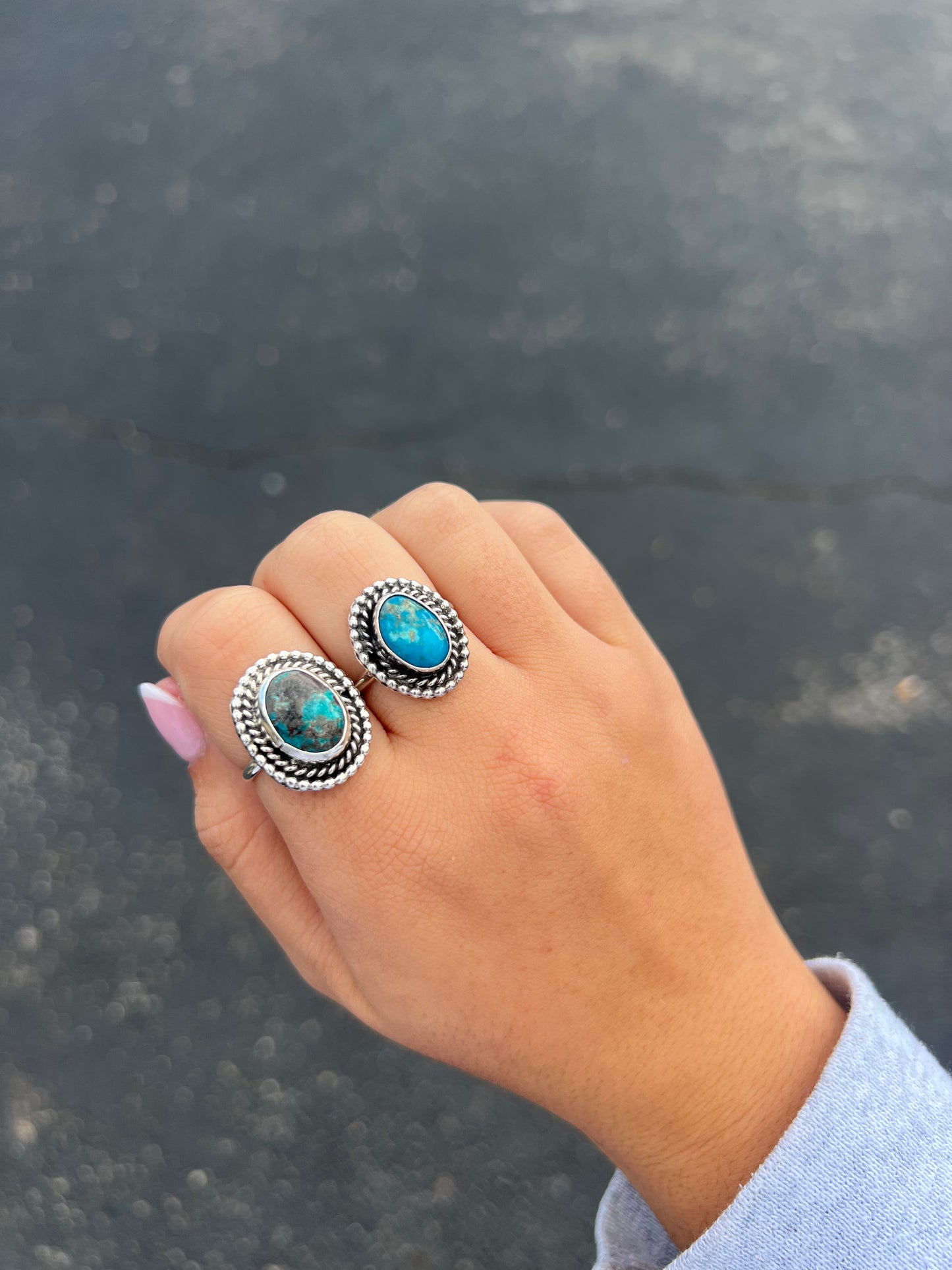 Authentic Kingman Twist Border Sterling Silver Ring