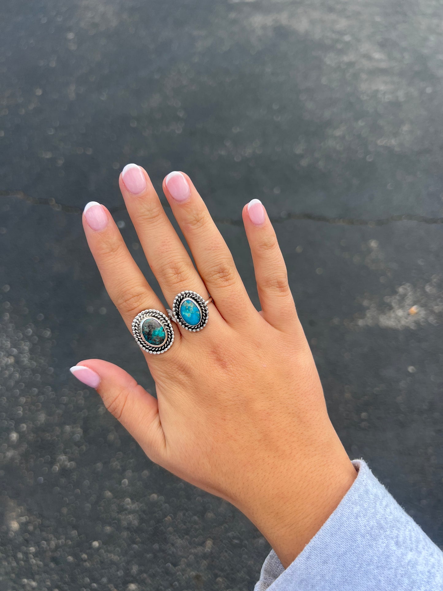 Authentic Kingman Twist Border Sterling Silver Ring