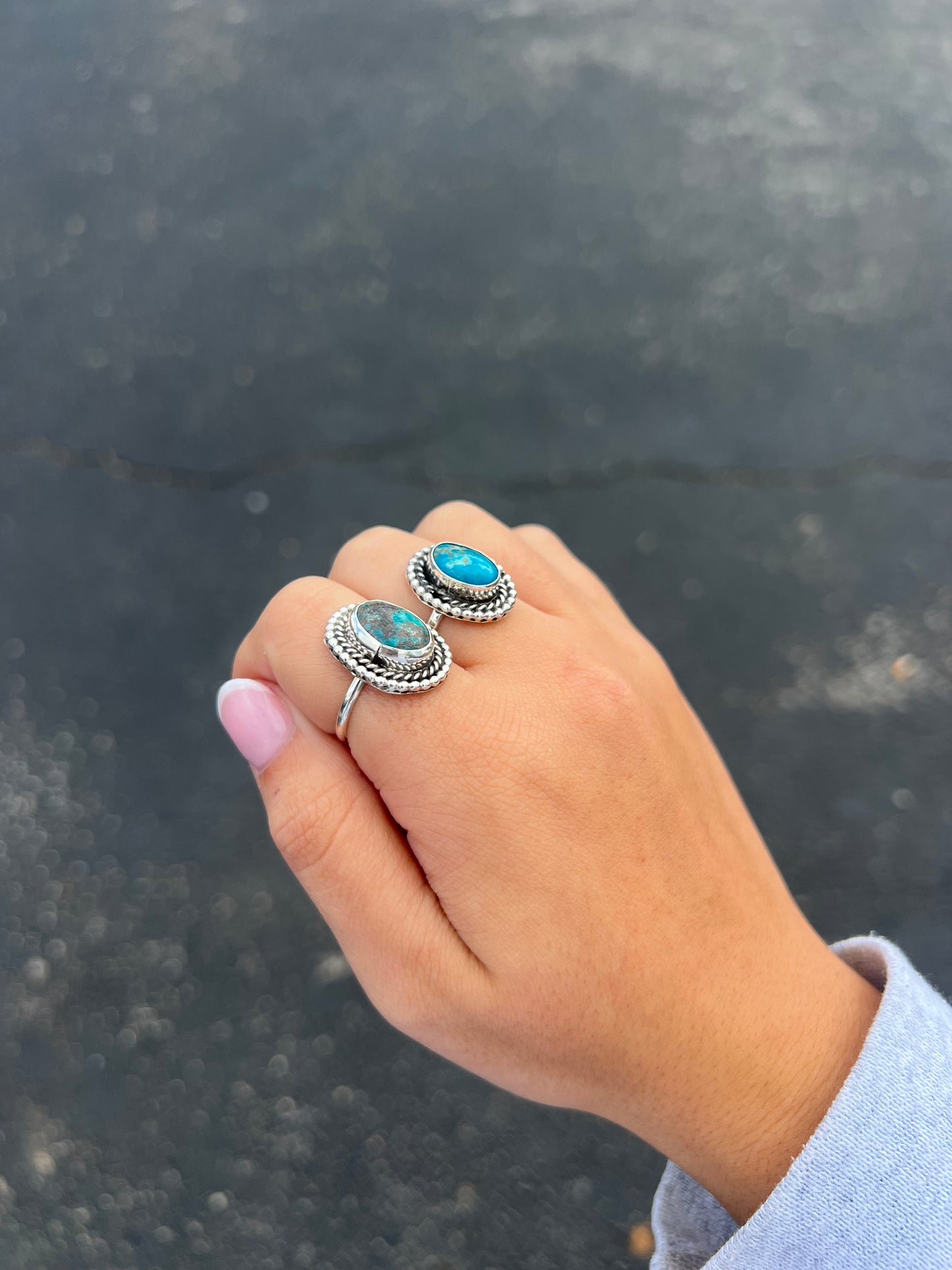 Authentic Kingman Twist Border Sterling Silver Ring